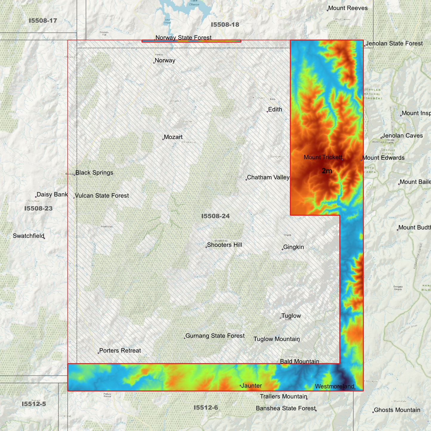 Tuglow 1m, 2m & 5m Digital Elevation Models (I5508-24)