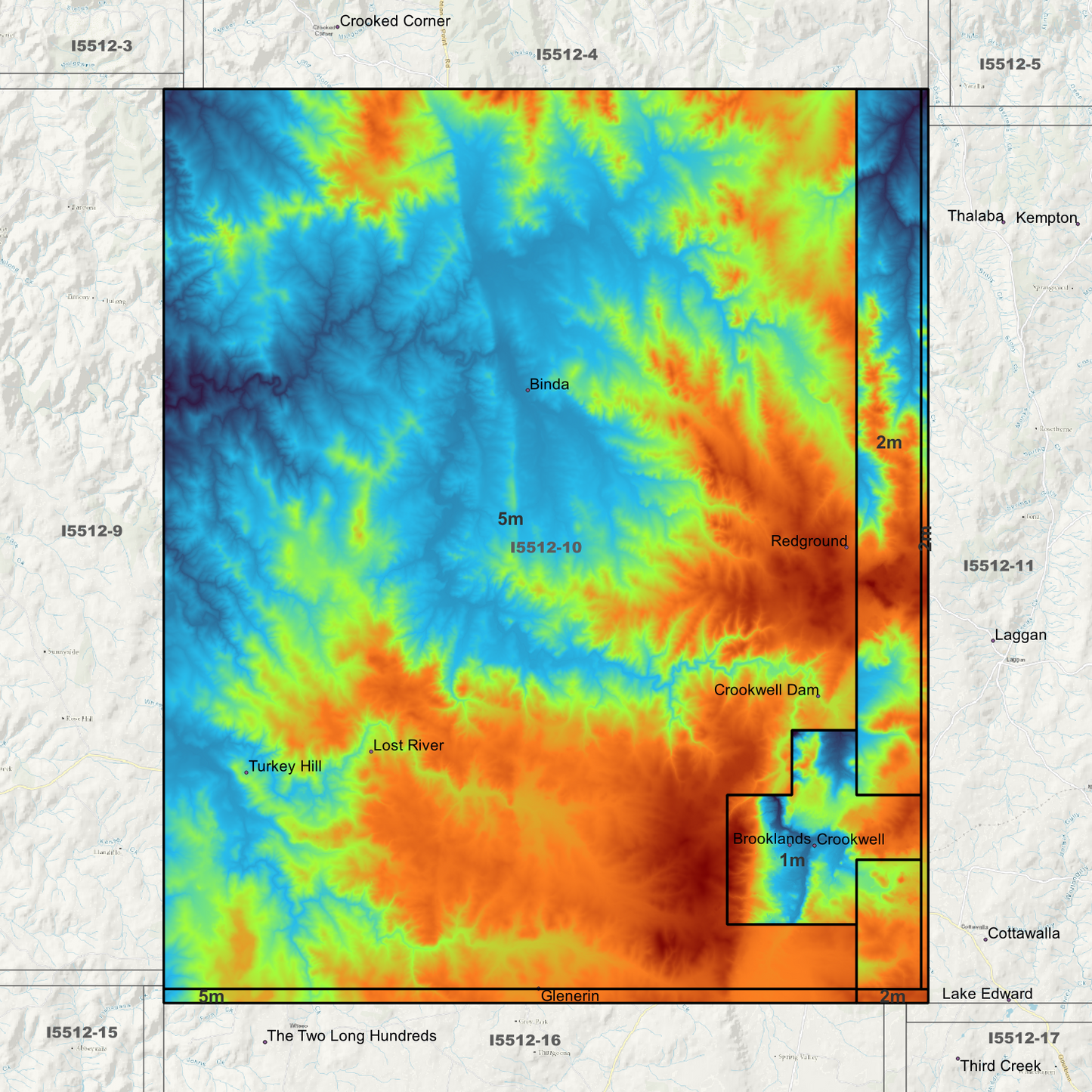 Crookwell 1m, 2m & 5m Digital Elevation Models (I5512-10)