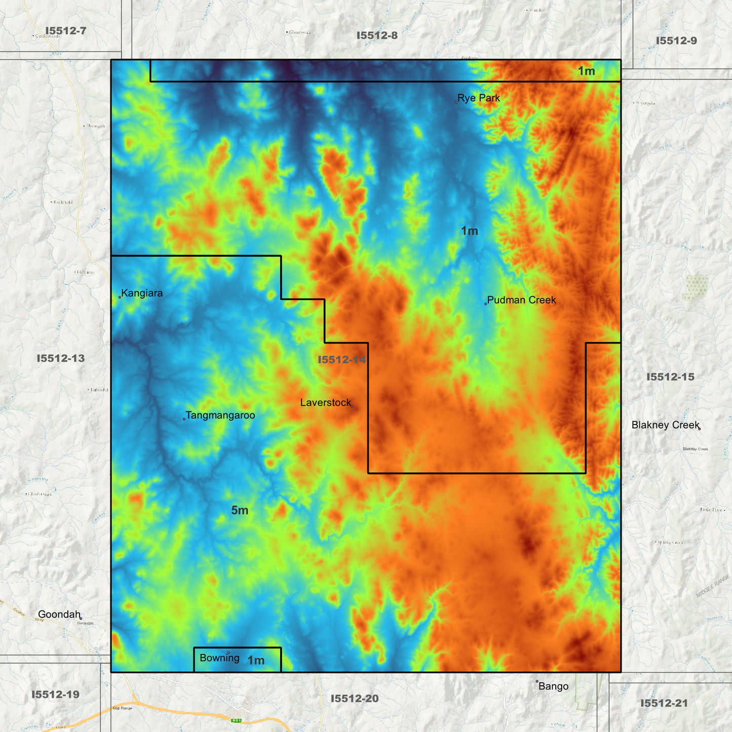 Tangmangaroo 1m & 5m Digital Elevation Models (I5512-14)