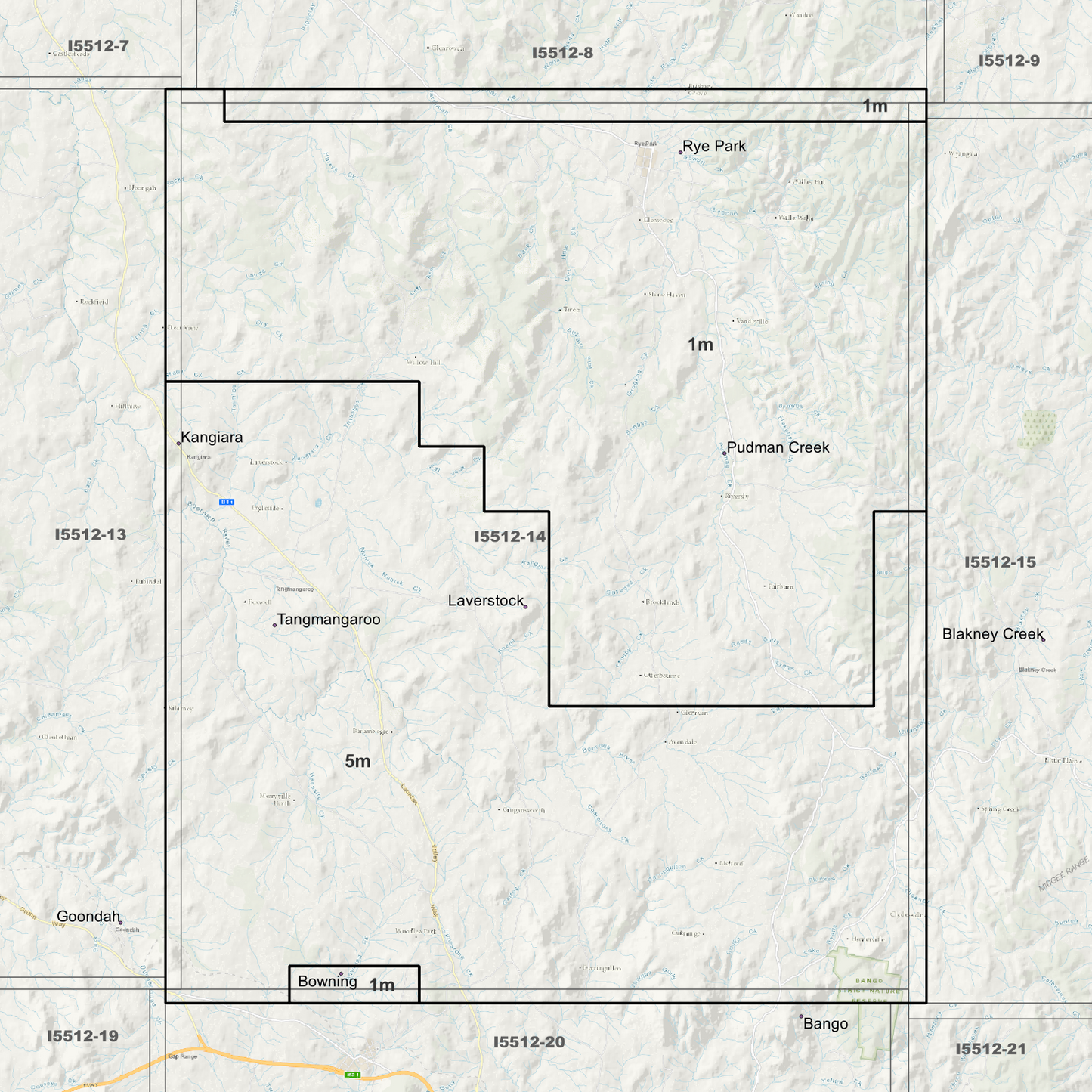 Tangmangaroo 1m & 5m Digital Elevation Models (I5512-14)
