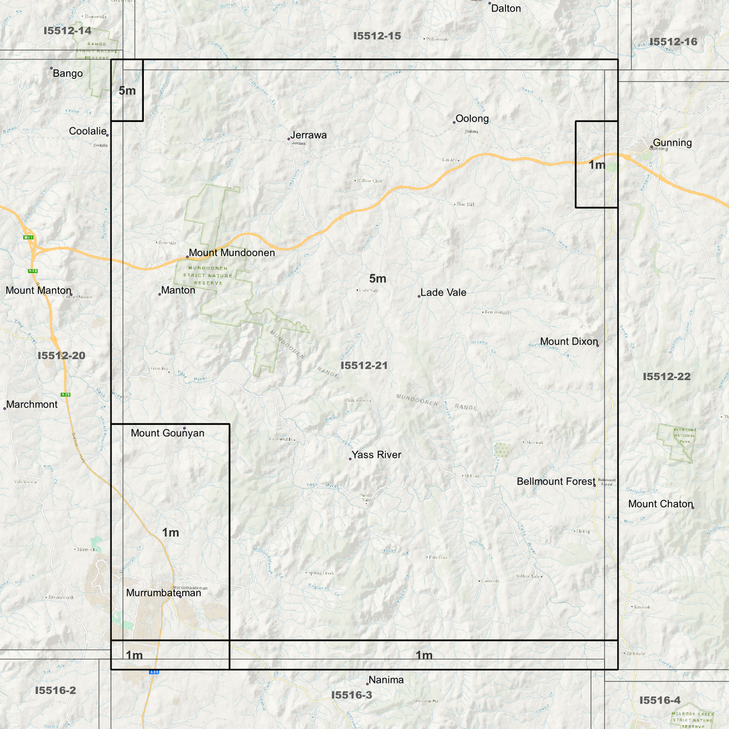 Murrumbateman 1m & 5m Digital Elevation Models (I5512-21)