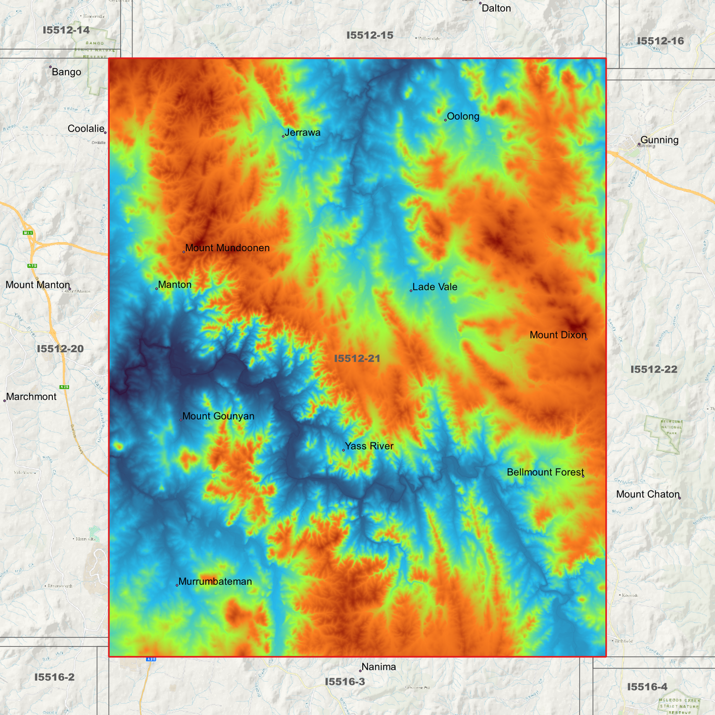 Murrumbateman 1m & 5m Digital Elevation Models (I5512-21)