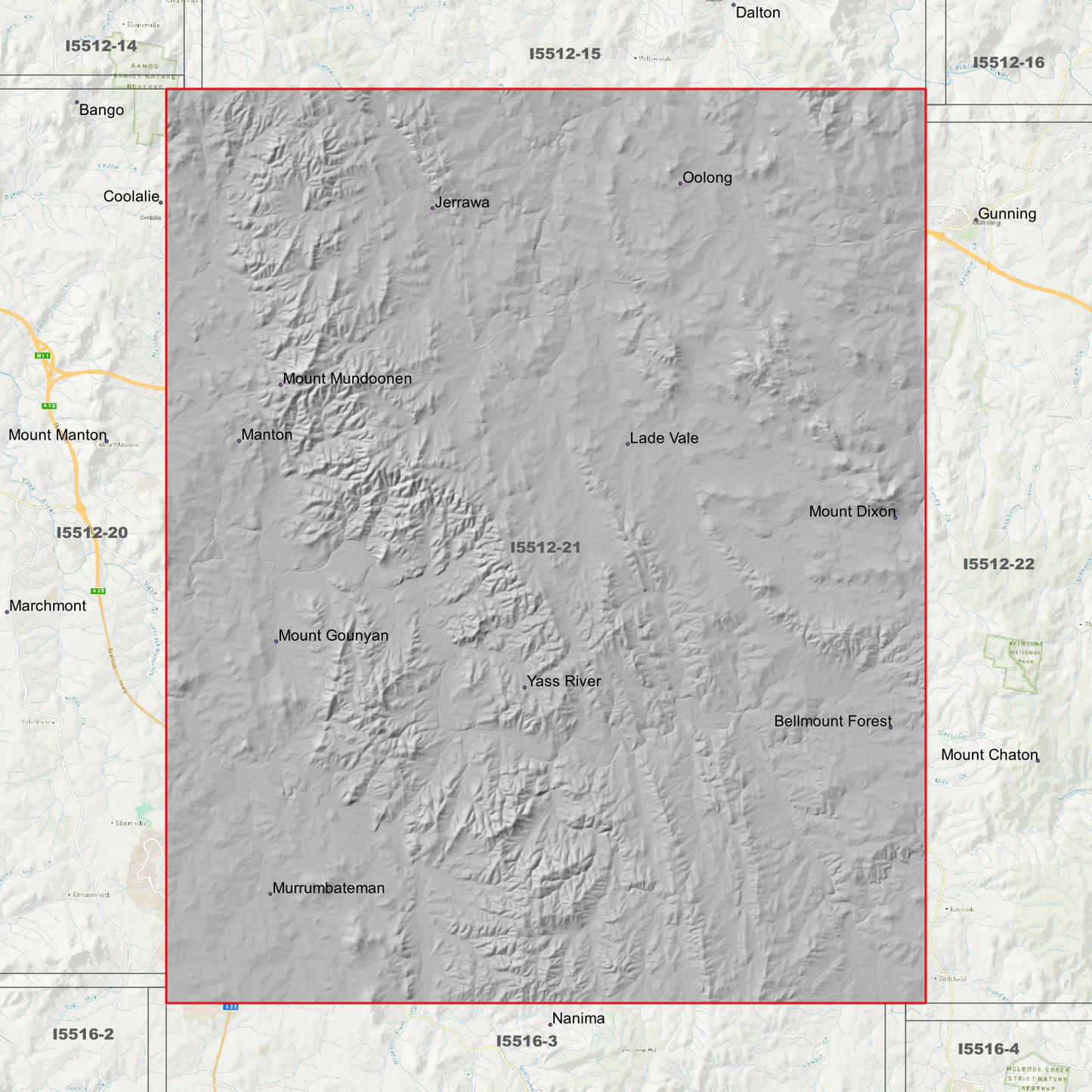 Murrumbateman 1m & 5m Digital Elevation Models (I5512-21)