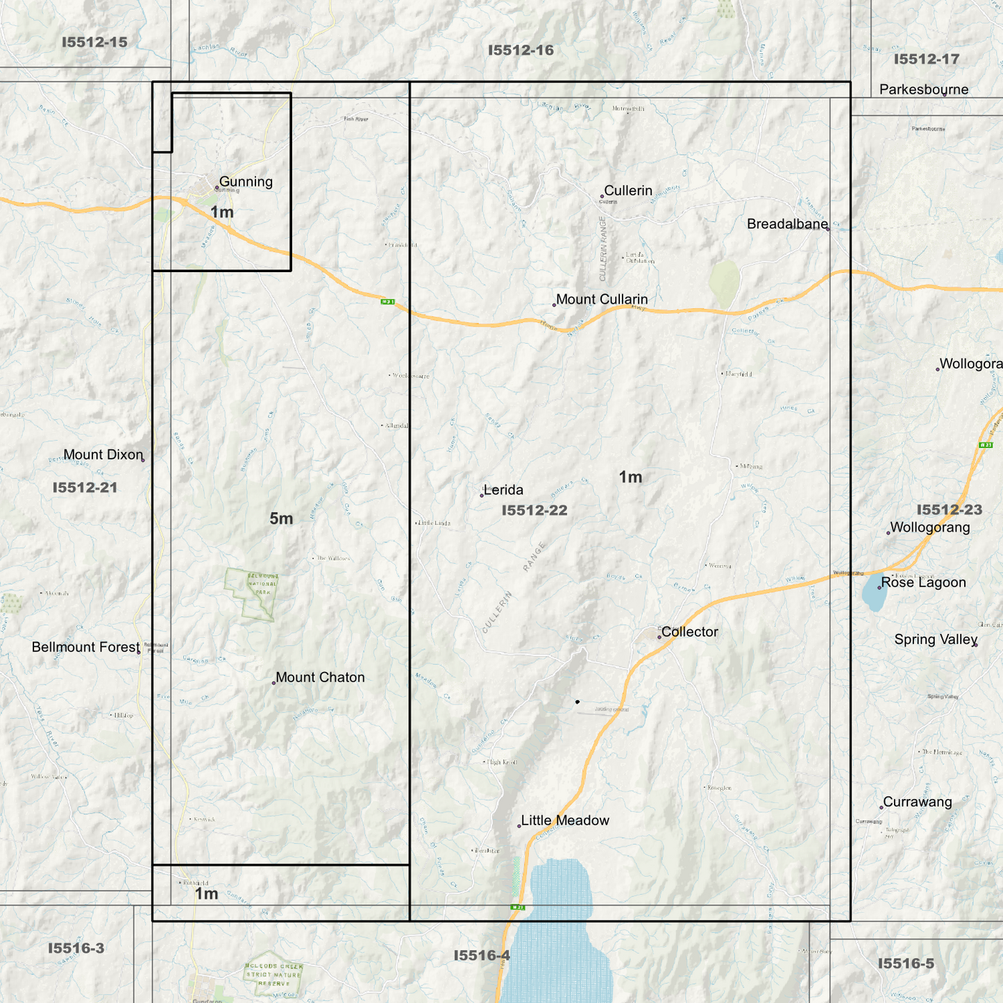 Gunning 1m & 5m Digital Elevation Models (I5512-22)