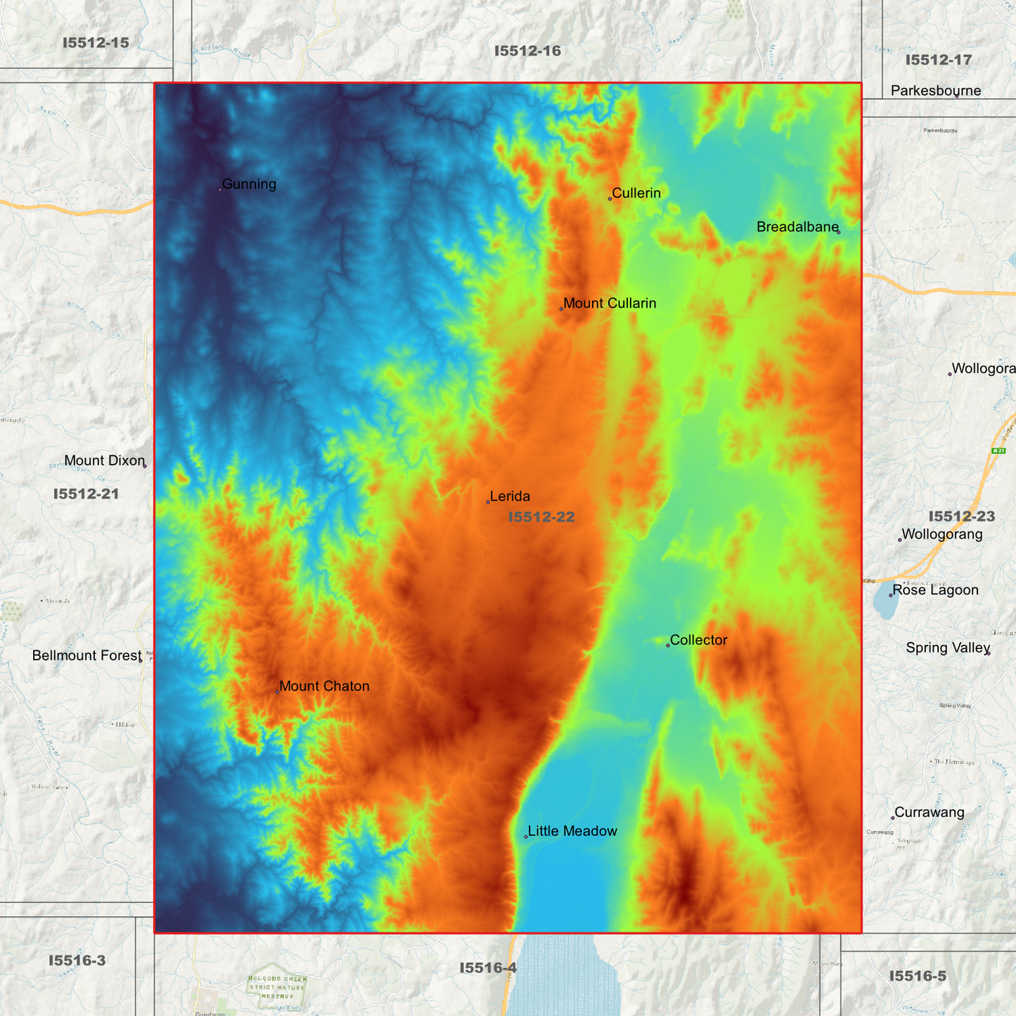 Gunning 1m & 5m Digital Elevation Models (I5512-22)