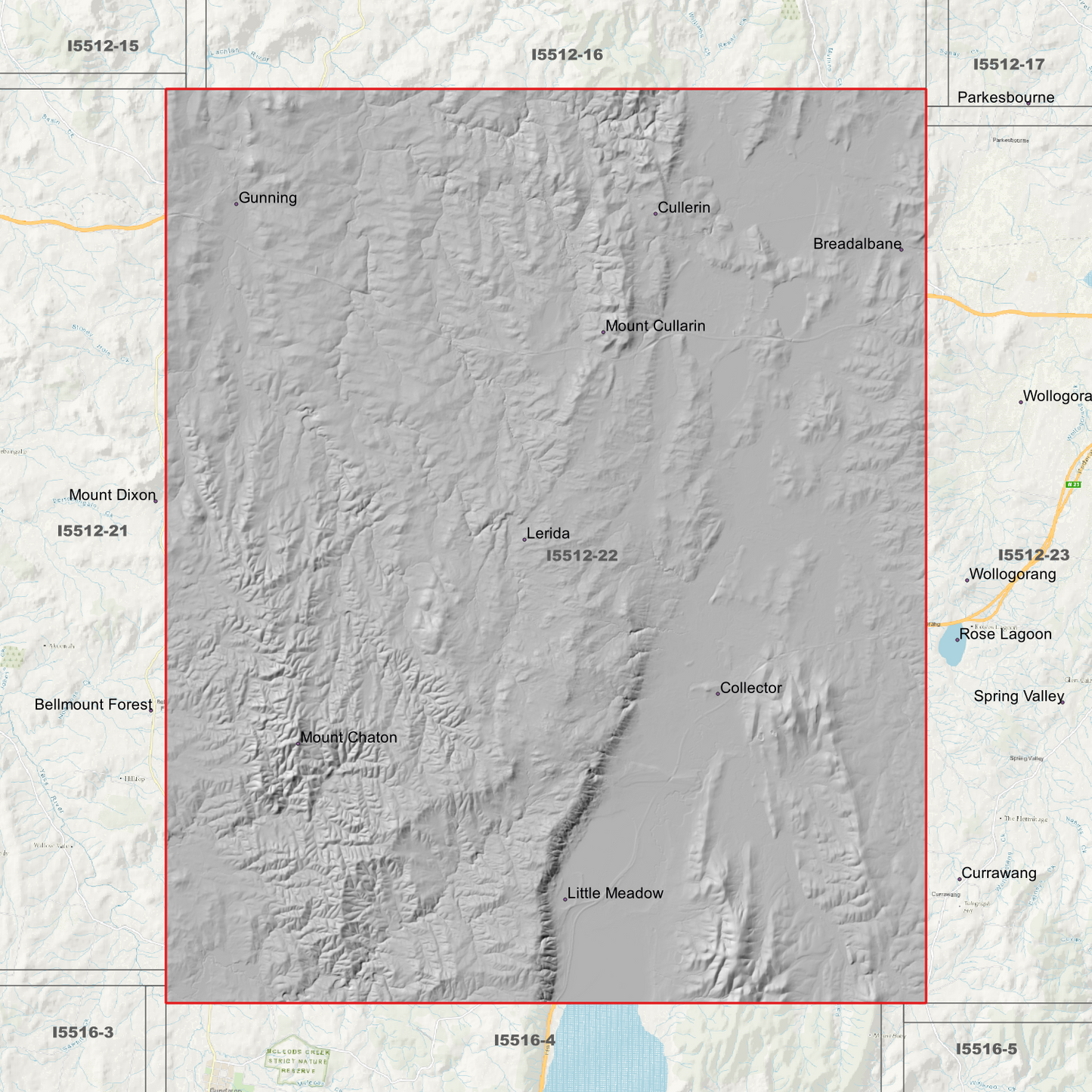 Gunning 1m & 5m Digital Elevation Models (I5512-22)
