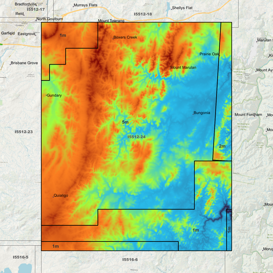 Bungonia 1m, 2m & 5m Digital Elevation Models (I5512-24)