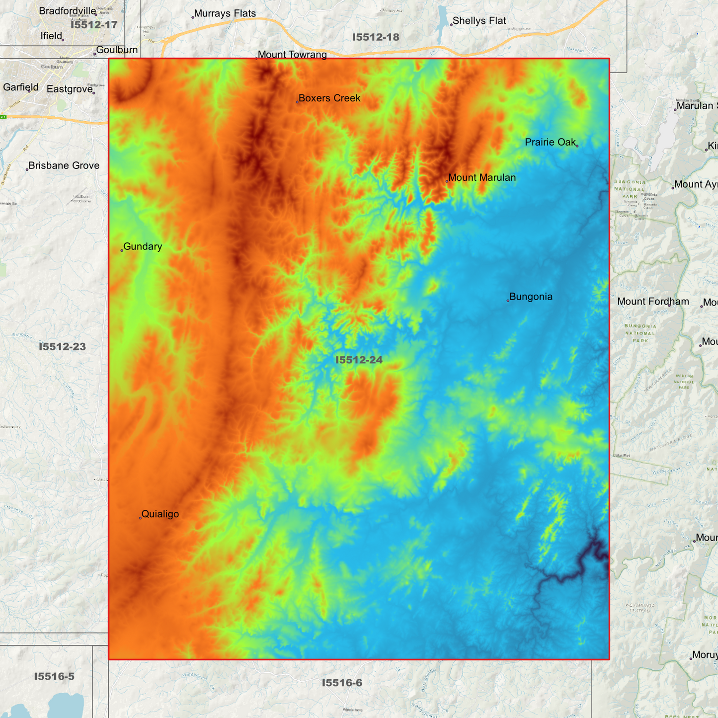 Bungonia 1m, 2m & 5m Digital Elevation Models (I5512-24)