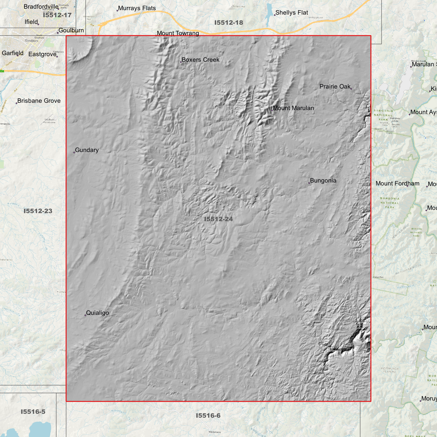 Bungonia 1m, 2m & 5m Digital Elevation Models (I5512-24)
