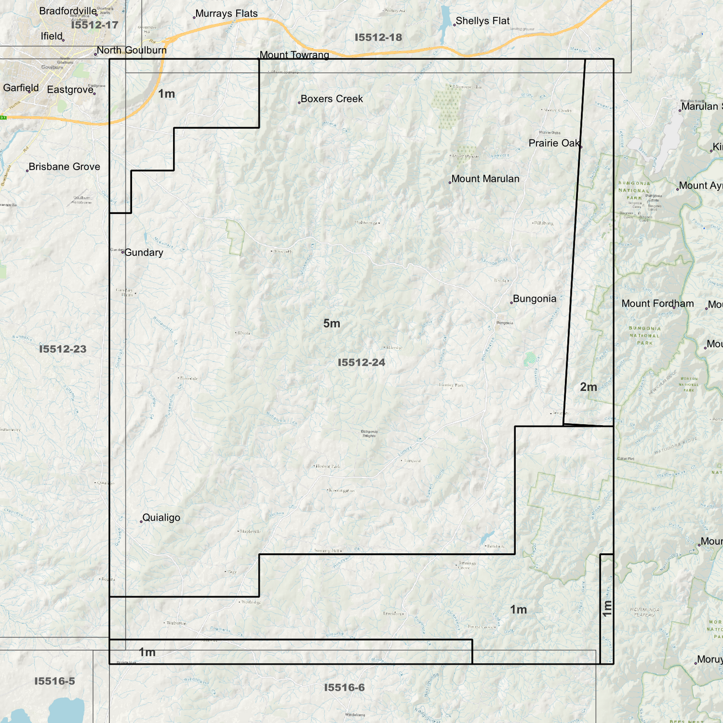 Bungonia 1m, 2m & 5m Digital Elevation Models (I5512-24)
