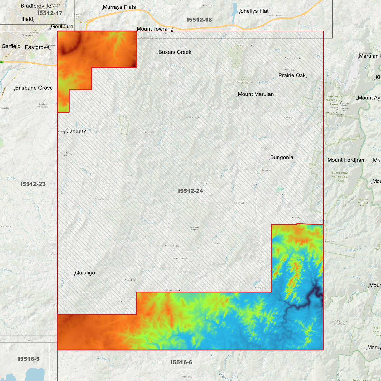 Bungonia 1m, 2m & 5m Digital Elevation Models (I5512-24)