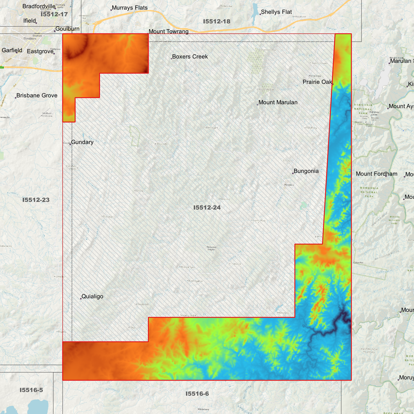 Bungonia 1m, 2m & 5m Digital Elevation Models (I5512-24)