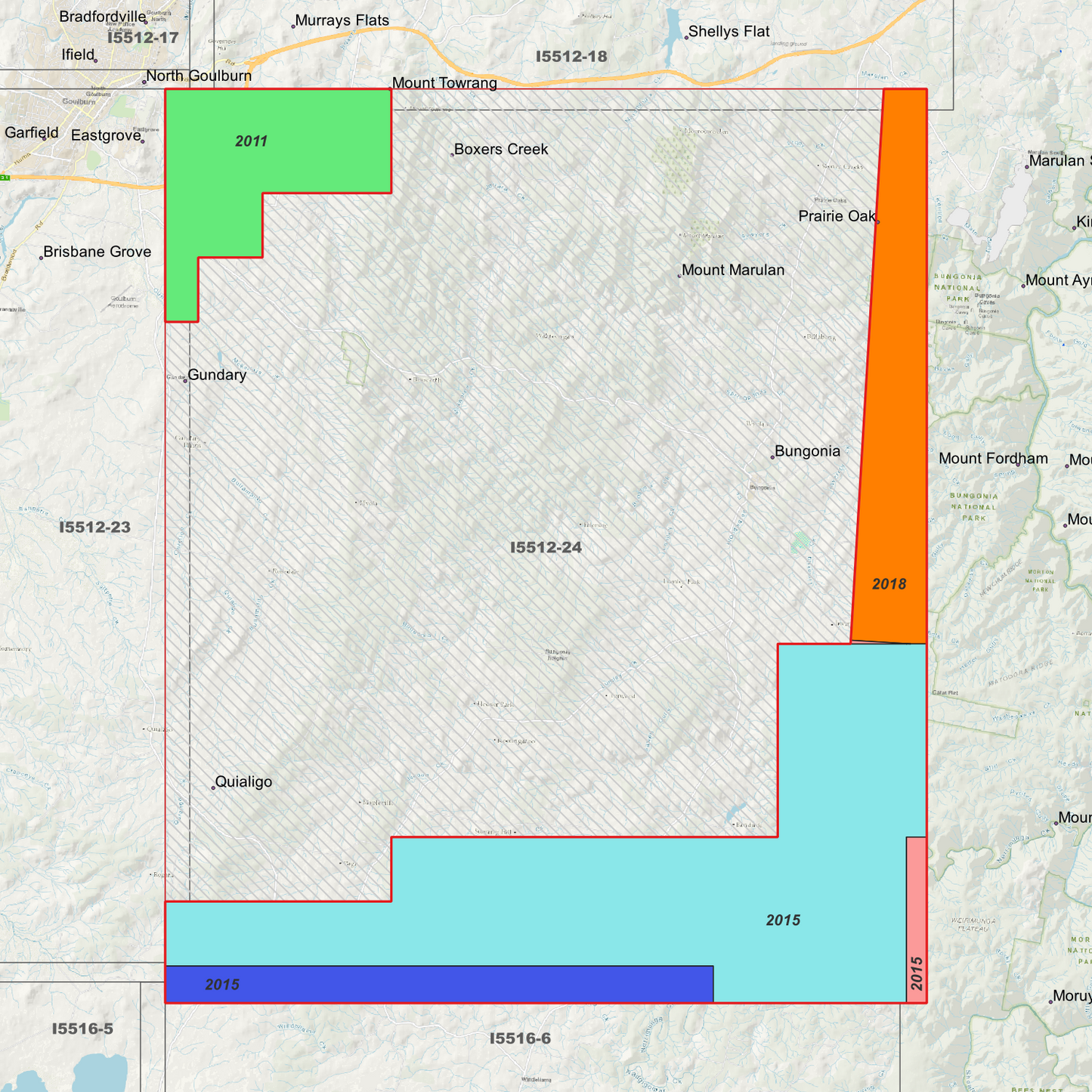 Bungonia 1m, 2m & 5m Digital Elevation Models (I5512-24)