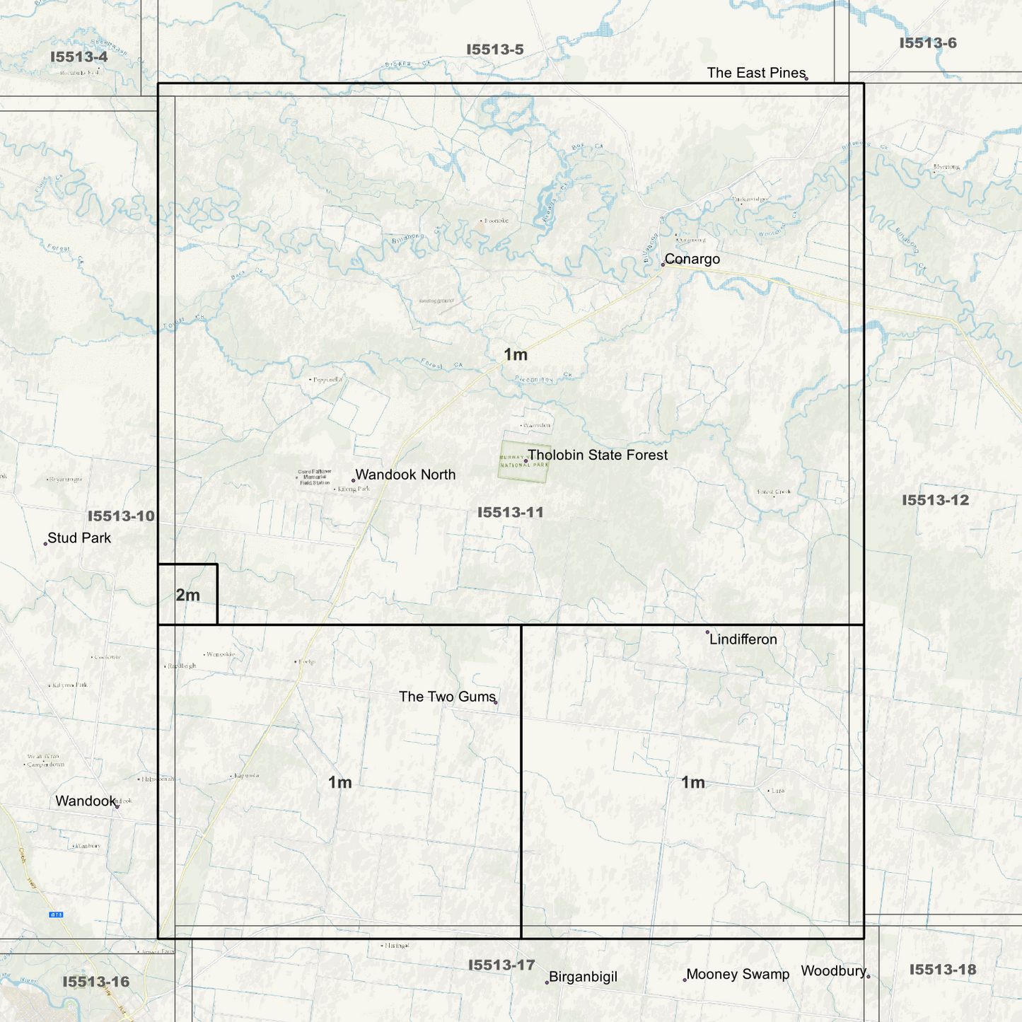 Conargo 1m & 2m Digital Elevation Models (I5513-11)