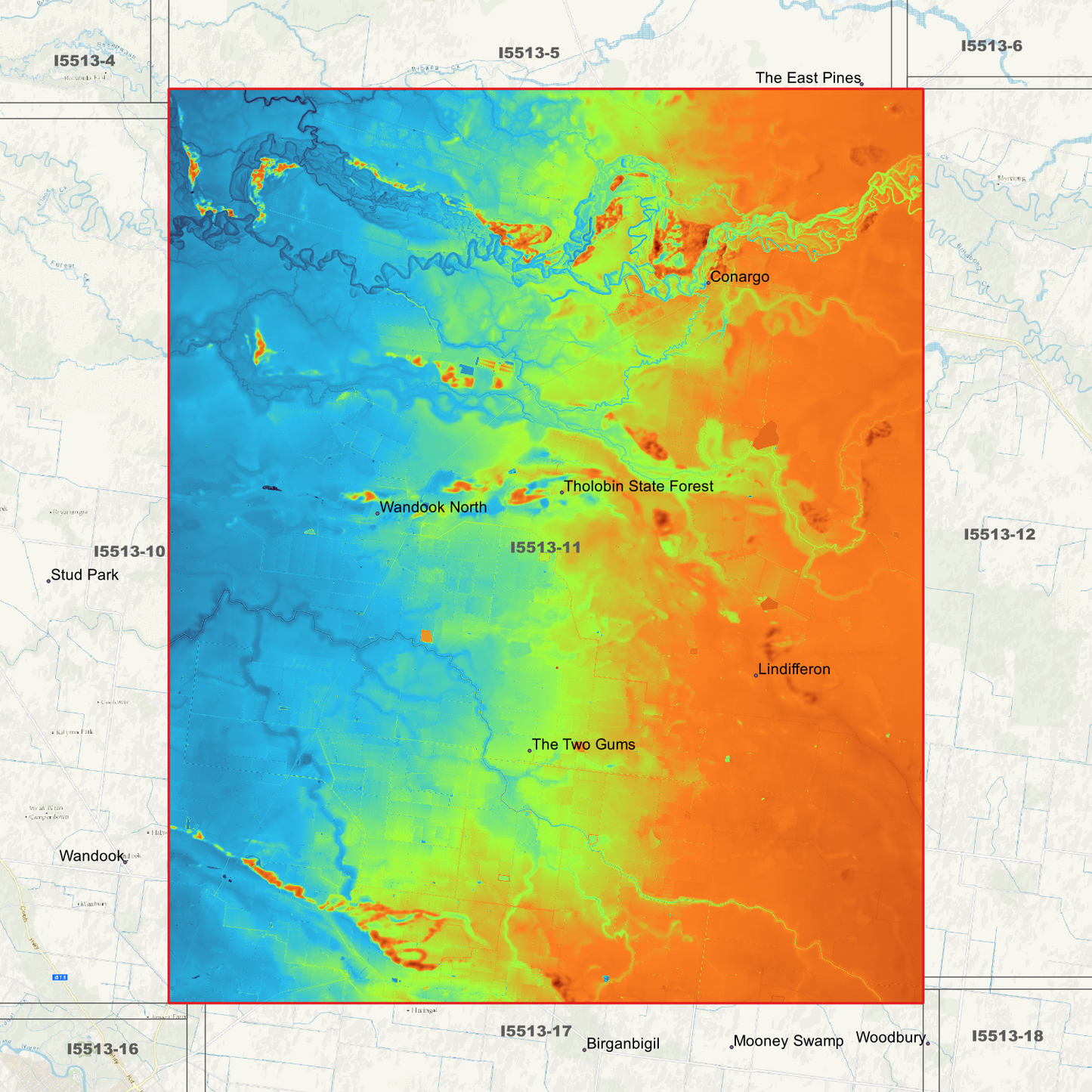 Conargo 1m & 2m Digital Elevation Models (I5513-11)