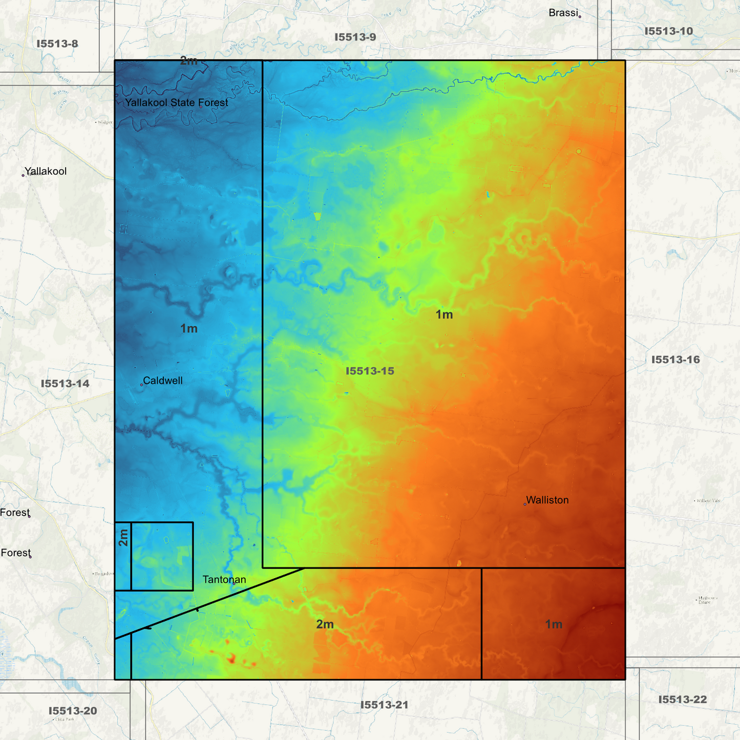Caldwell 1m & 2m Digital Elevation Models (I5513-15)