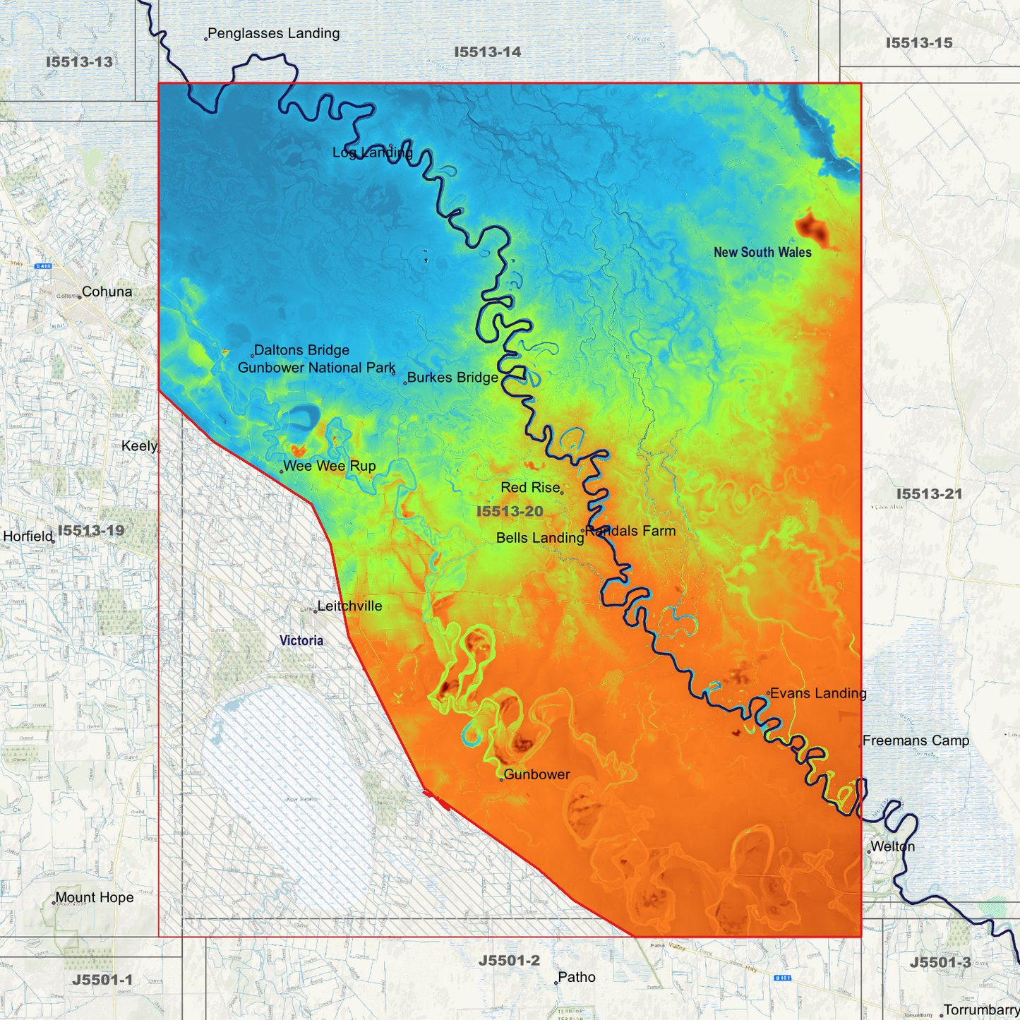 Gunbower 1m & 2m Digital Elevation Models (I5513-20)