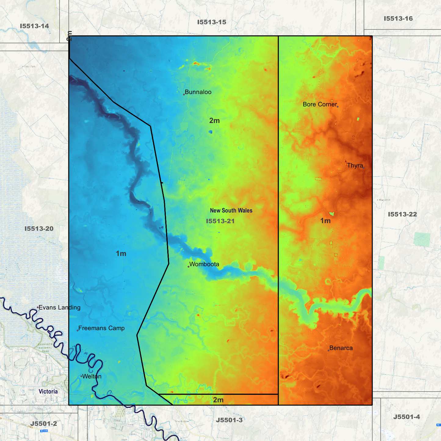 Womboota 1m & 2m Digital Elevation Models (I5513-21)