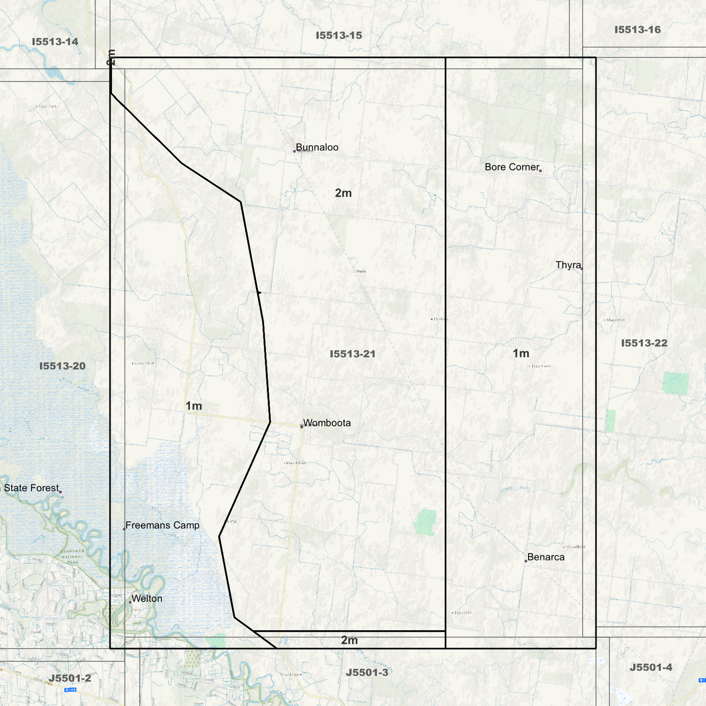 Womboota 1m & 2m Digital Elevation Models (I5513-21)