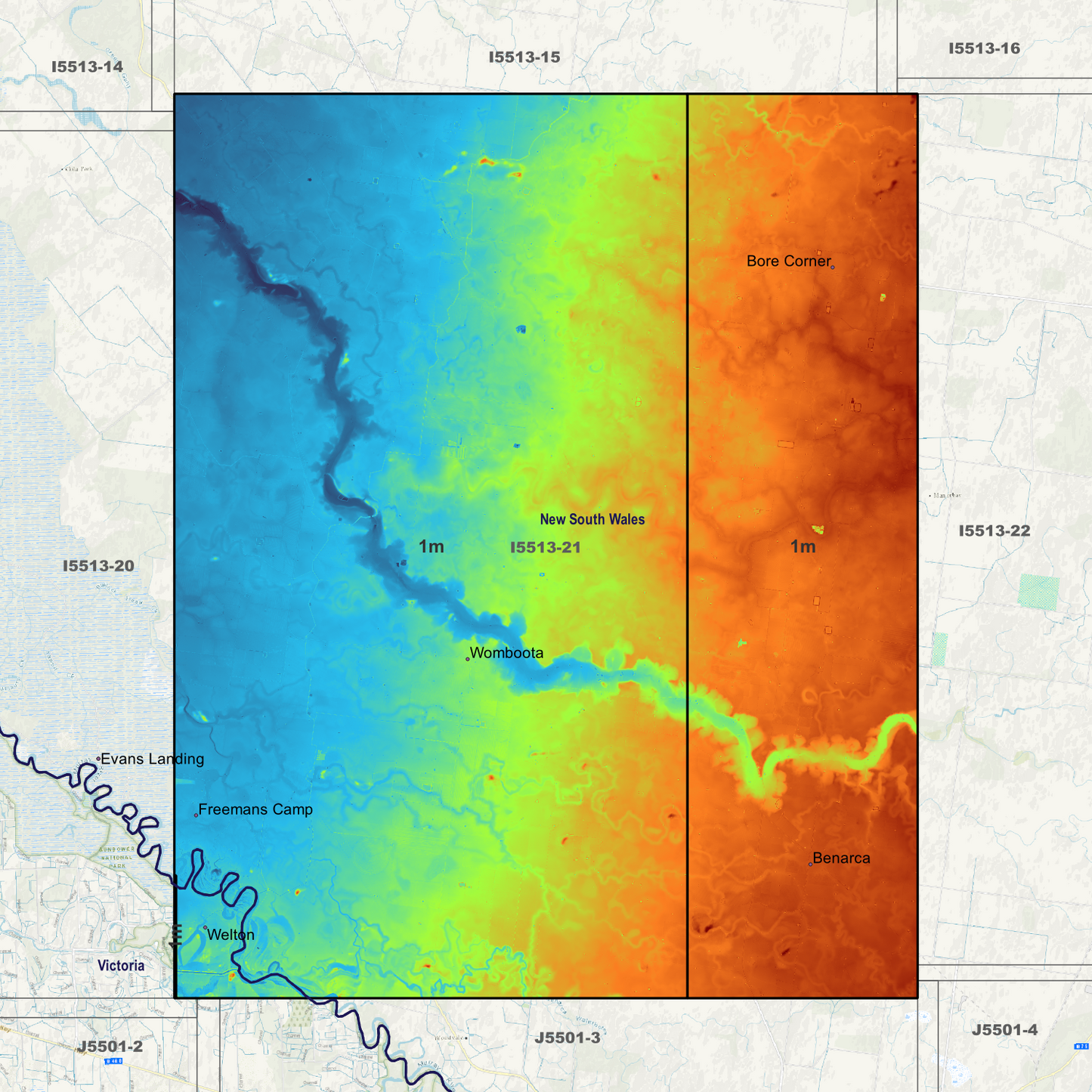 Womboota 1m Digital Elevation Models (I5513-21)