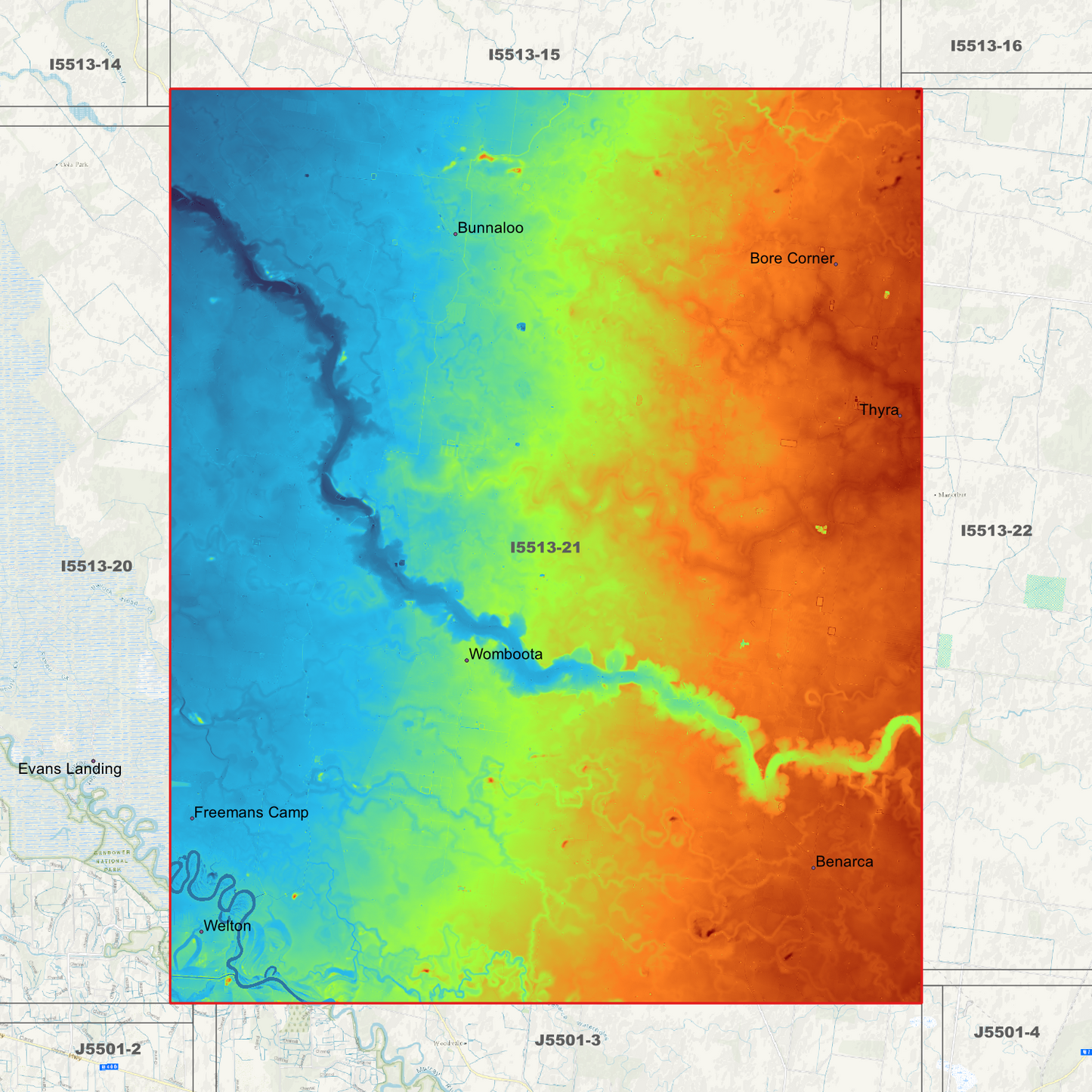 Womboota 1m & 2m Digital Elevation Models (I5513-21)