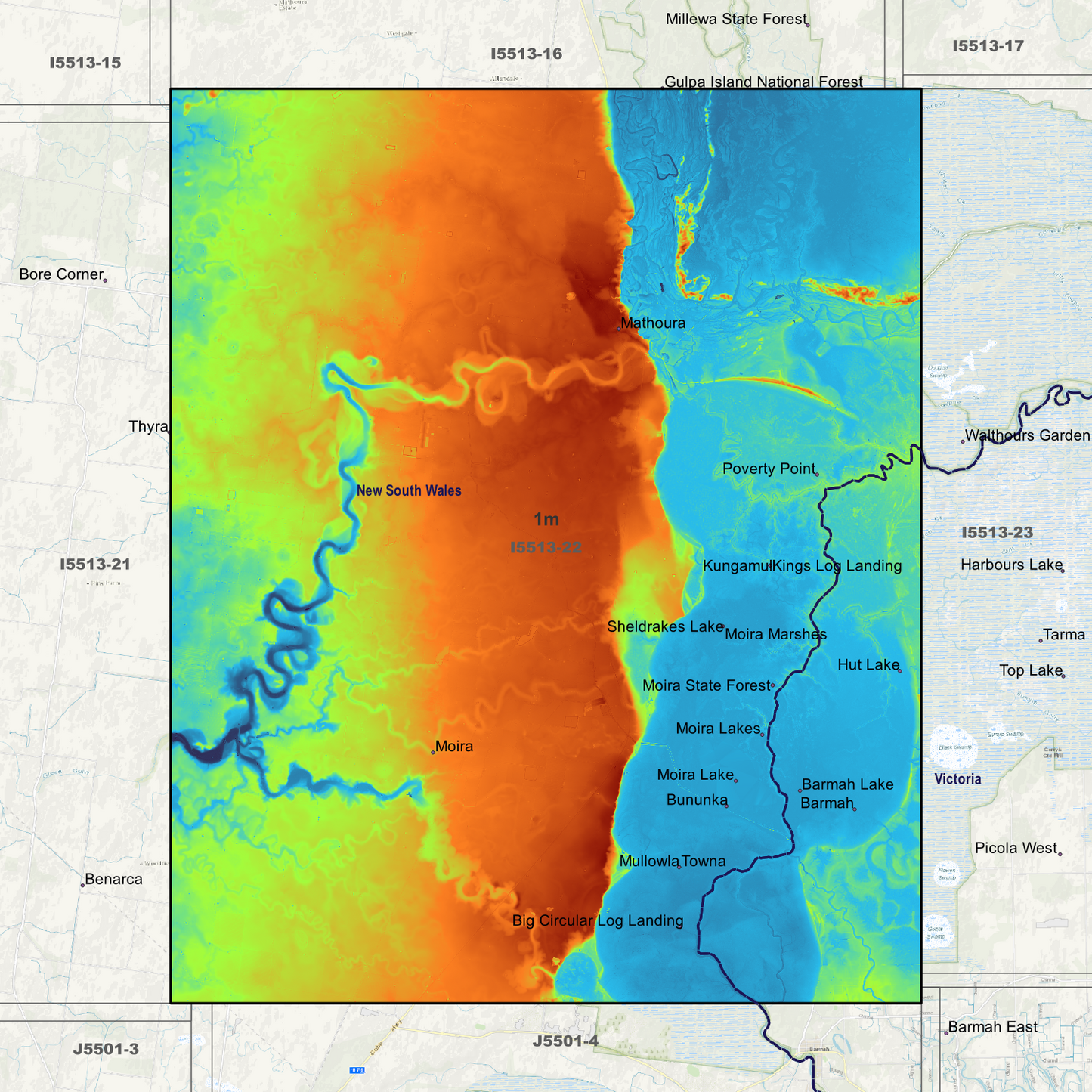 Mathoura 1m Digital Elevation Models (I5513-22)