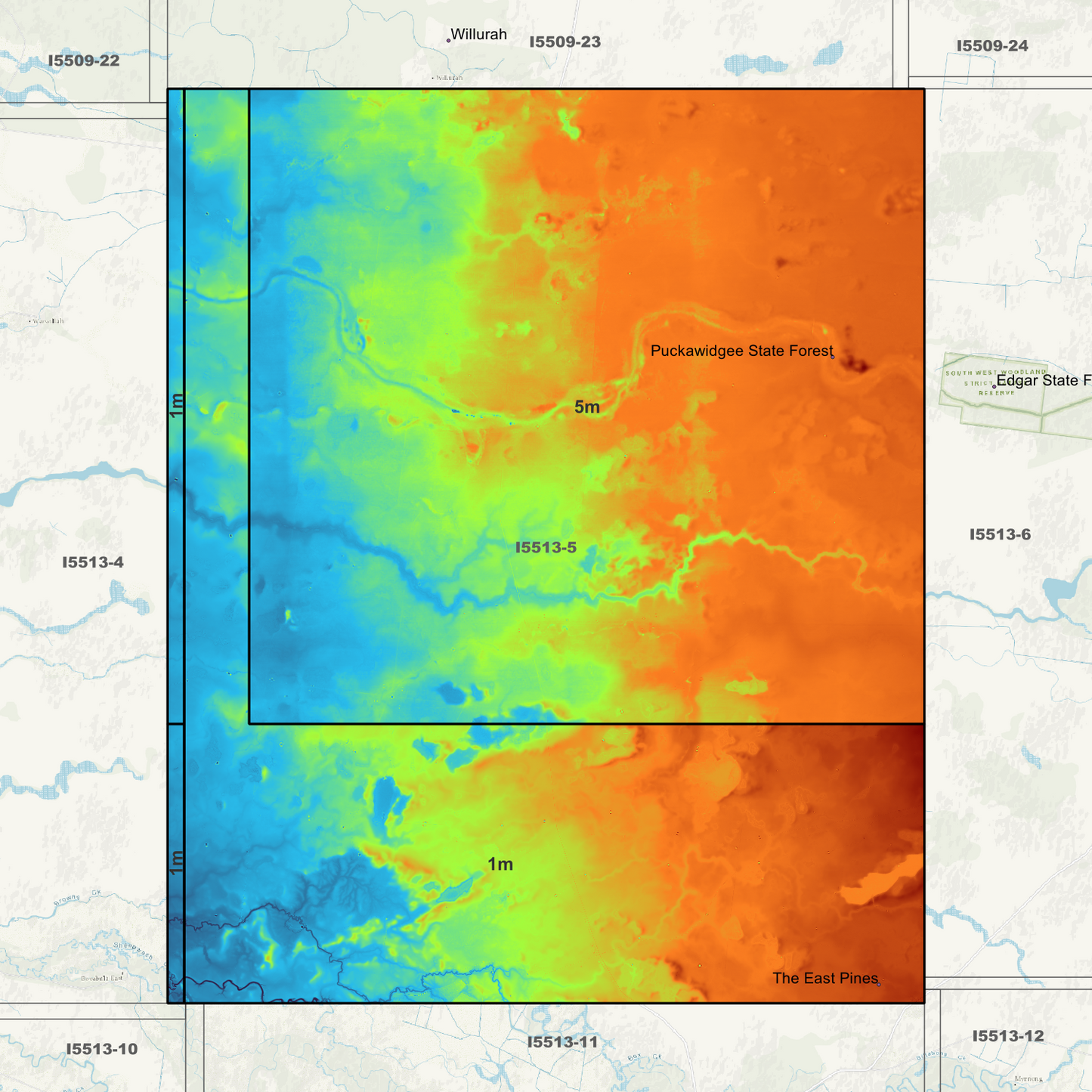 Puckawidgee 1m & 5m Digital Elevation Models (I5513-5)