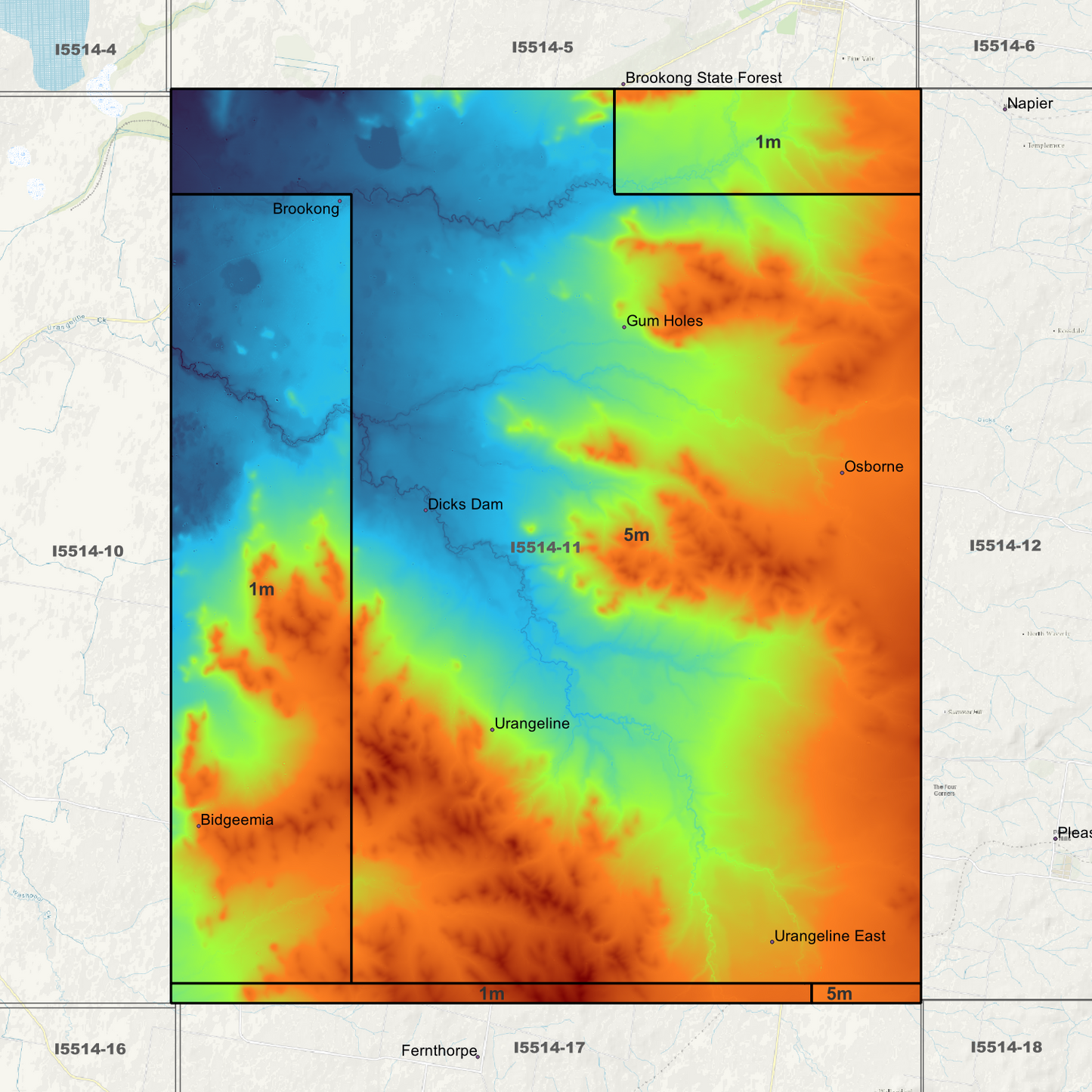 Urangeline 1m & 5m Digital Elevation Models (I5514-11)