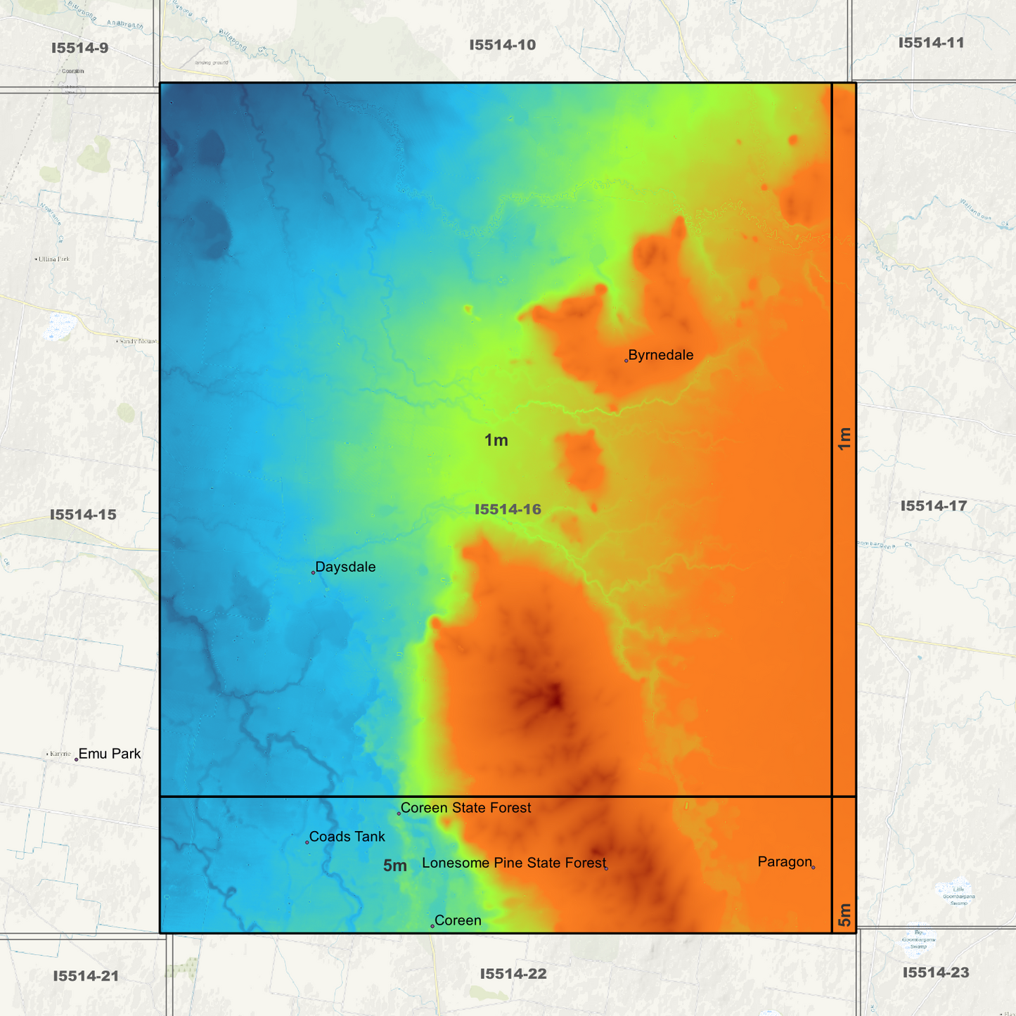 Daysdale 1m & 5m Digital Elevation Models (I5514-16)