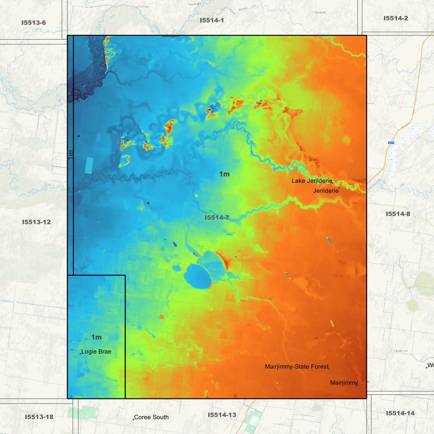 Jerilderie 1m Digital Elevation Models (I5514-7)