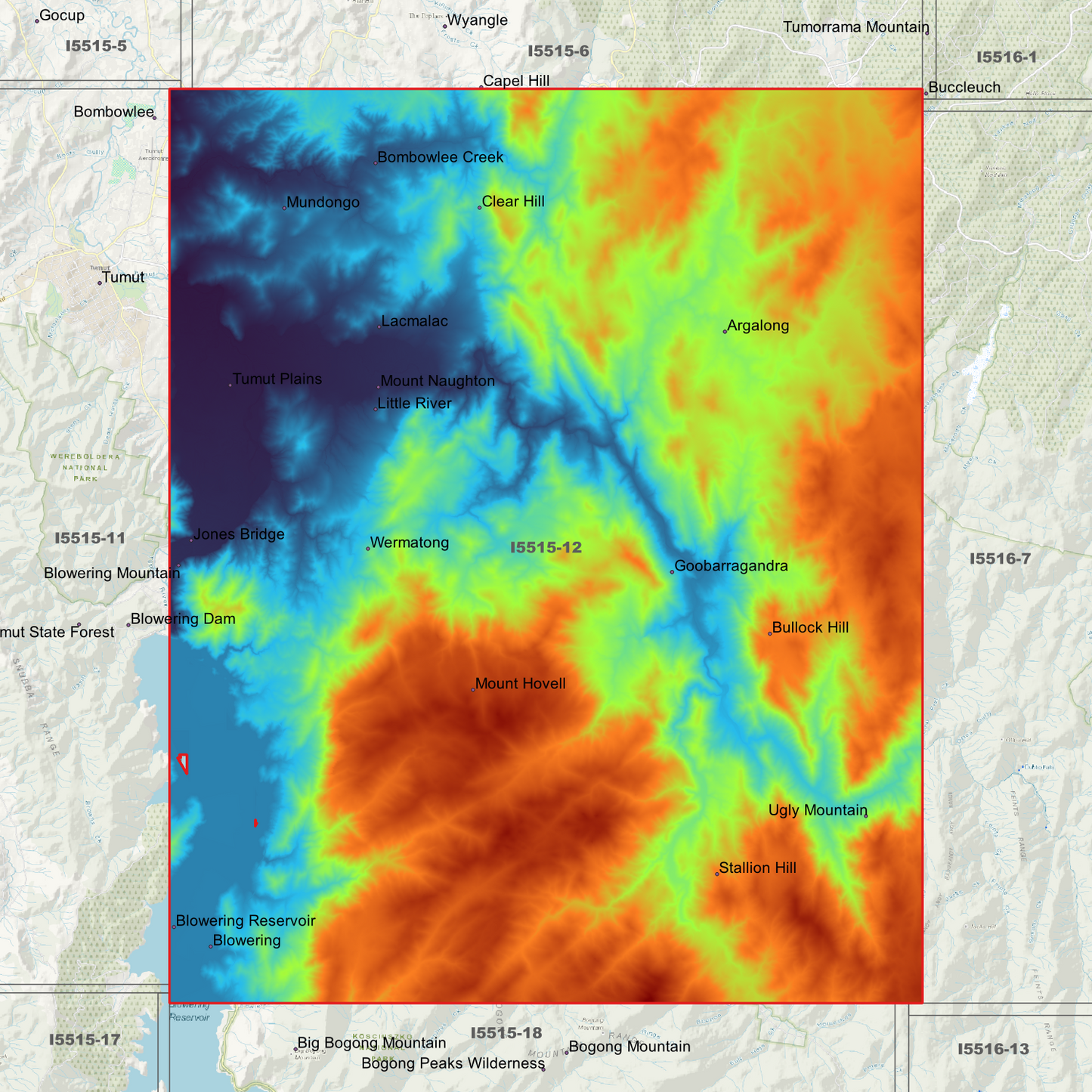 Blowering 1m & 2m Digital Elevation Models (I5515-12)
