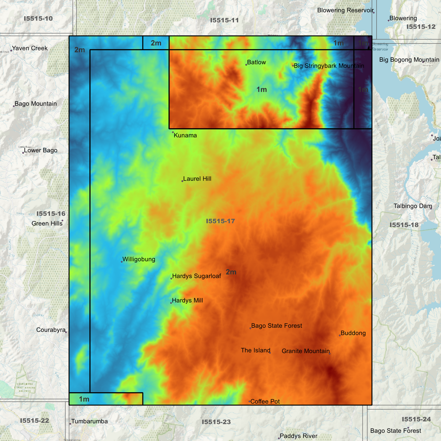 Batlow 1m & 2m Digital Elevation Models (I5515-17)