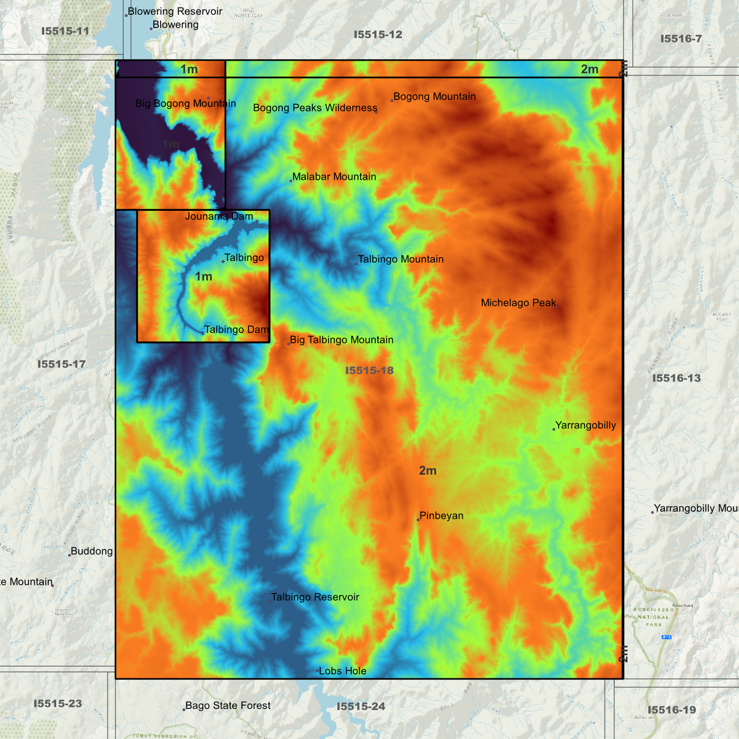 Talbingo 1m & 2m Digital Elevation Models (I5515-18)