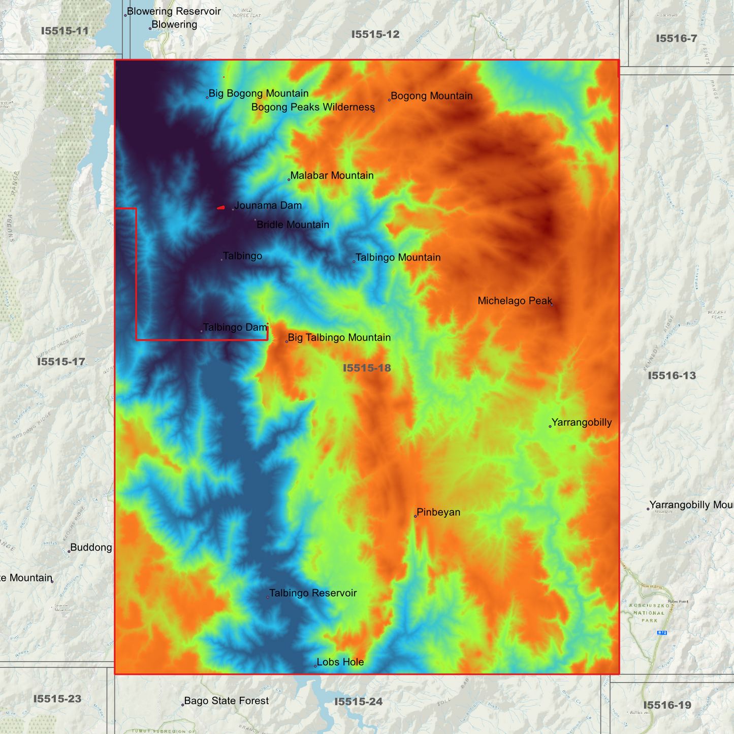 Talbingo 1m & 2m Digital Elevation Models (I5515-18)