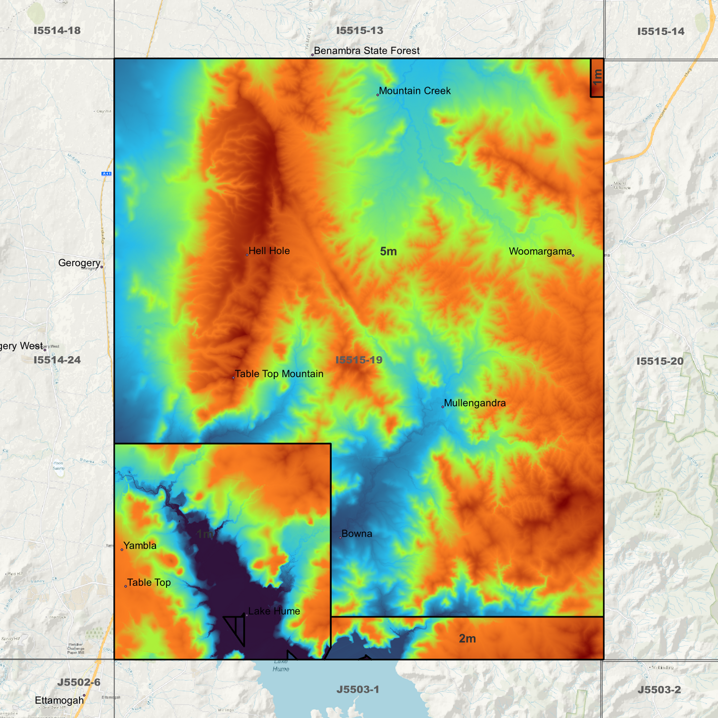 Table Top 1m, 2m & 5m Digital Elevation Models (I5515-19)
