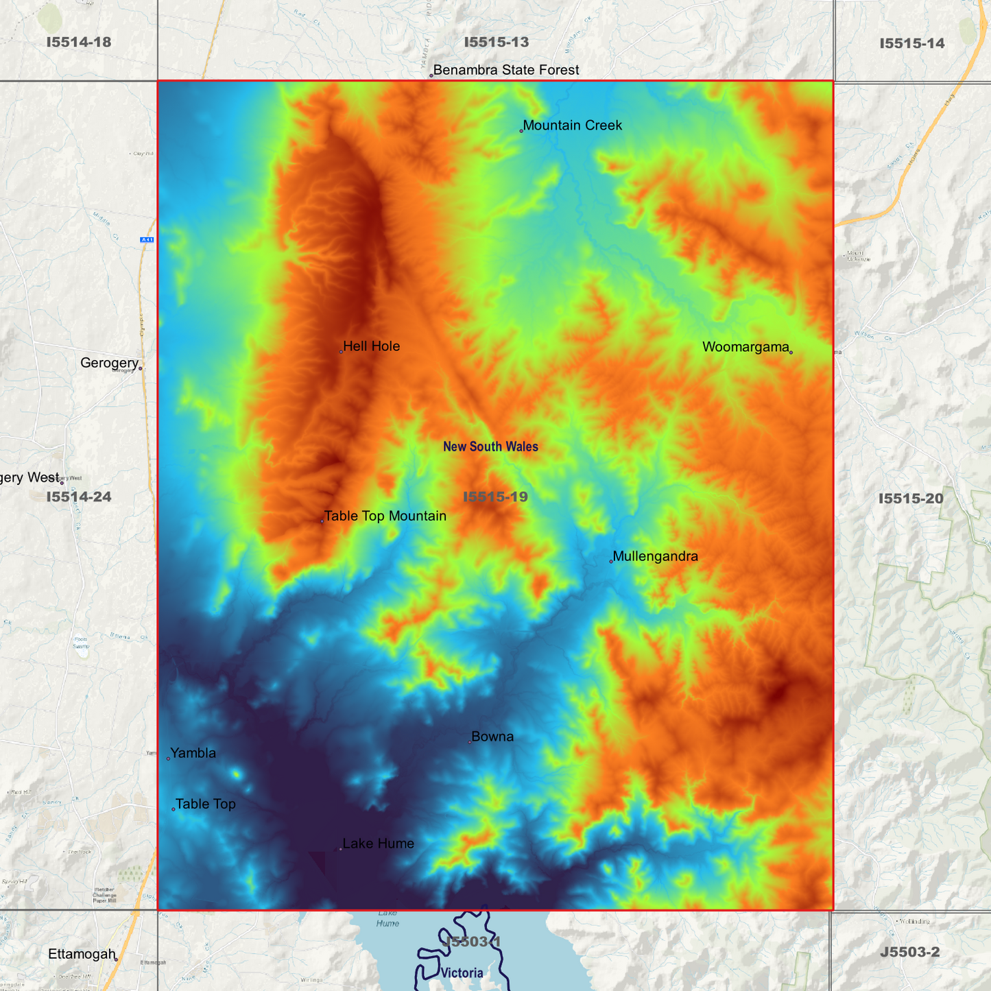 Table Top 1m, 2m & 5m Digital Elevation Models (I5515-19)