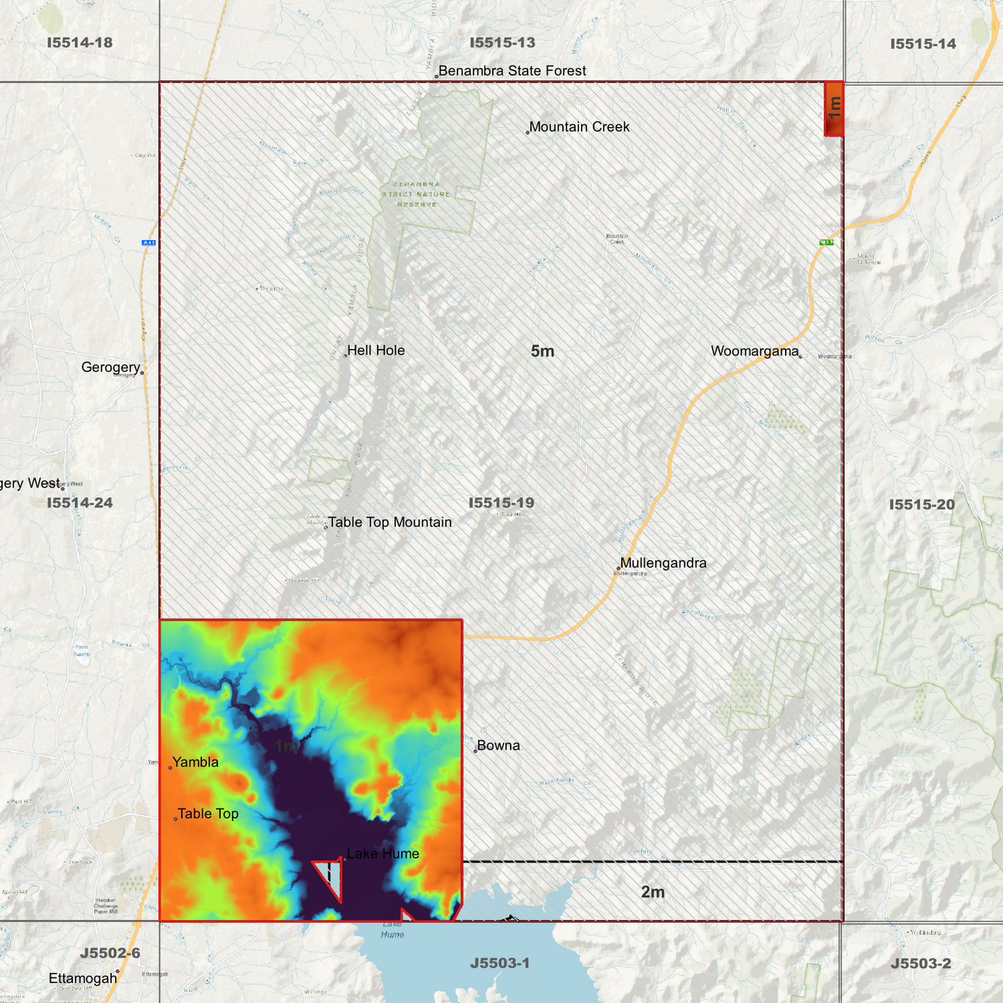 Table Top 1m, 2m & 5m Digital Elevation Models (I5515-19)
