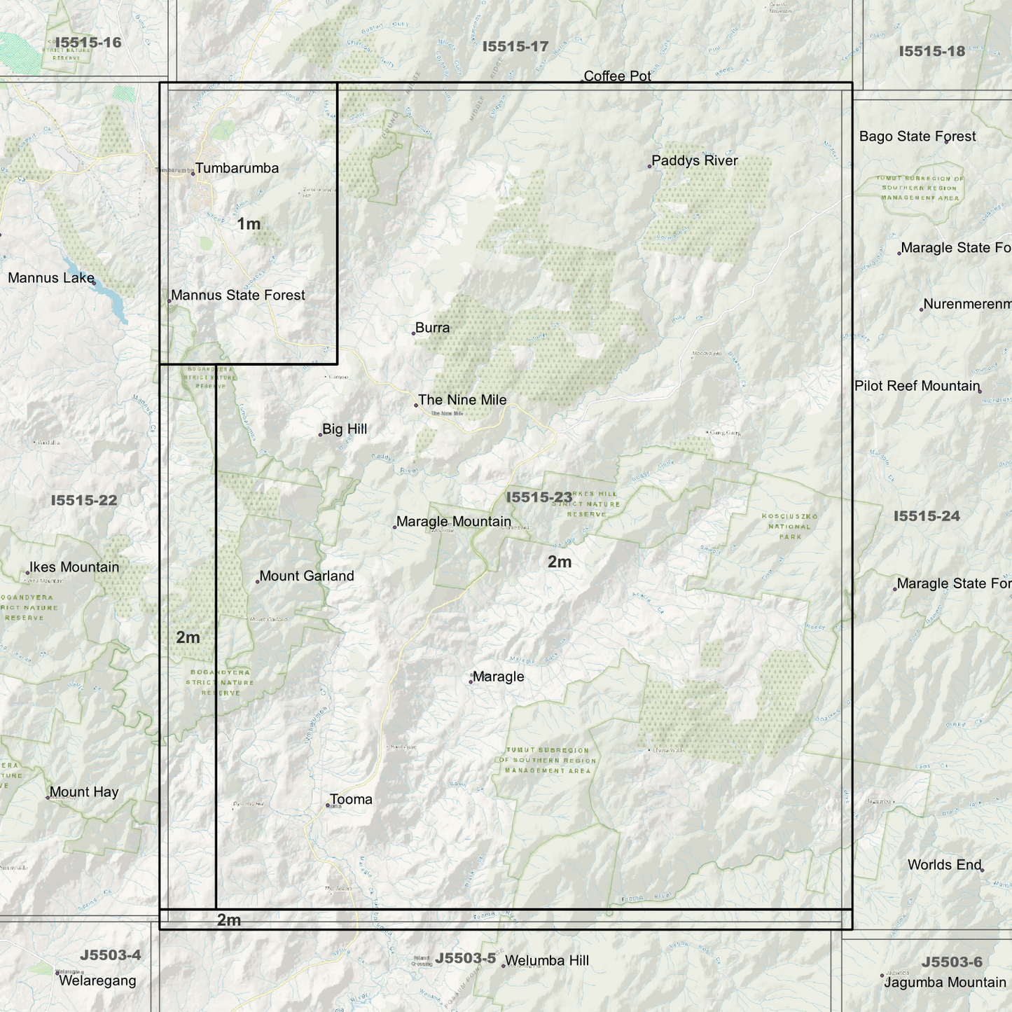 Tumbarumba 1m & 2m Digital Elevation Models (I5515-23)