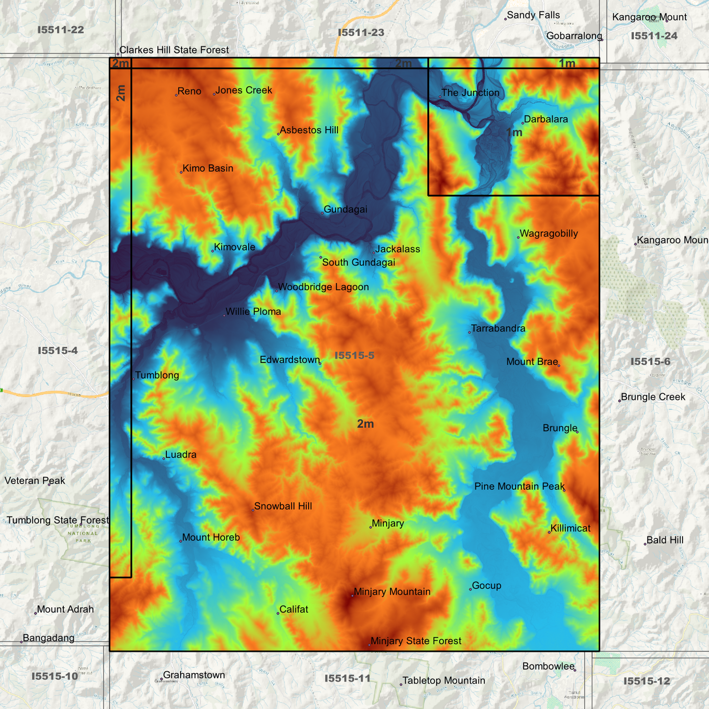 Gundagai 1m & 2m Digital Elevation Models (I5515-5)