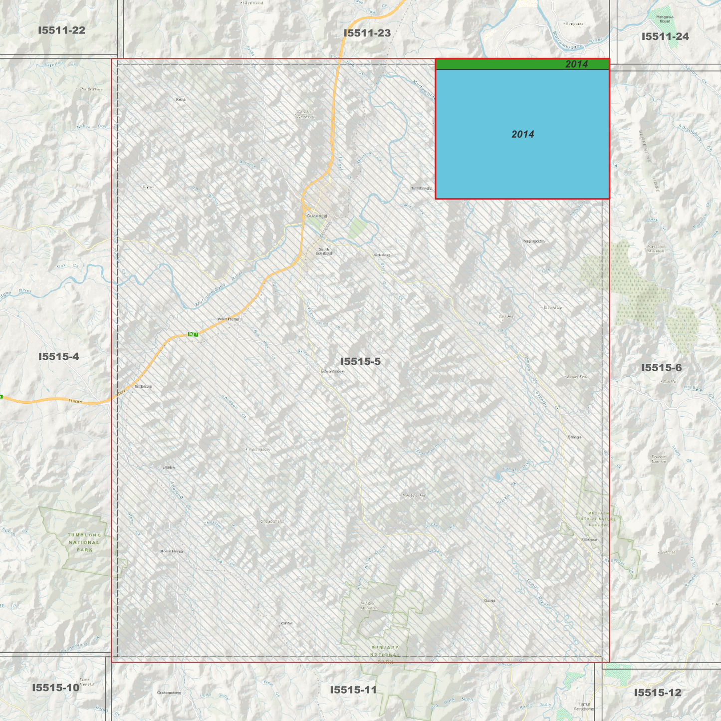 Gundagai 1m & 2m Digital Elevation Models (I5515-5)