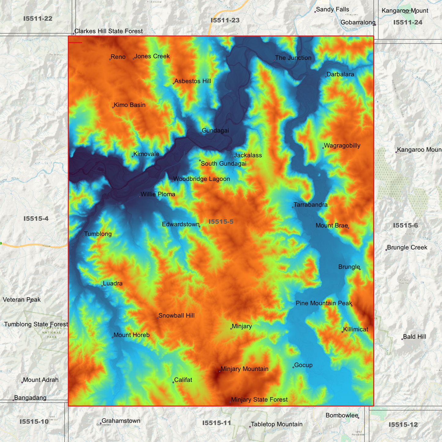 Gundagai 1m & 2m Digital Elevation Models (I5515-5)