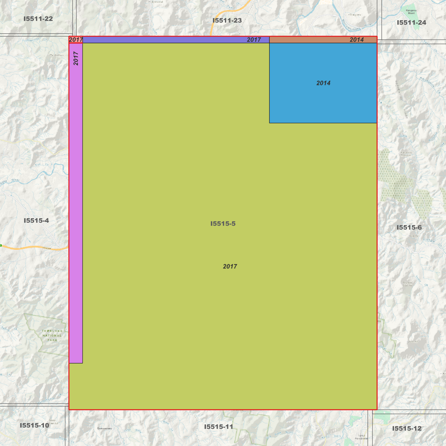 Gundagai 1m & 2m Digital Elevation Models (I5515-5)