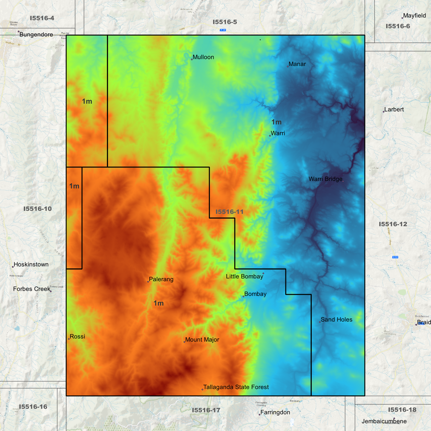 Palerang 1m Digital Elevation Models (I5516-11)