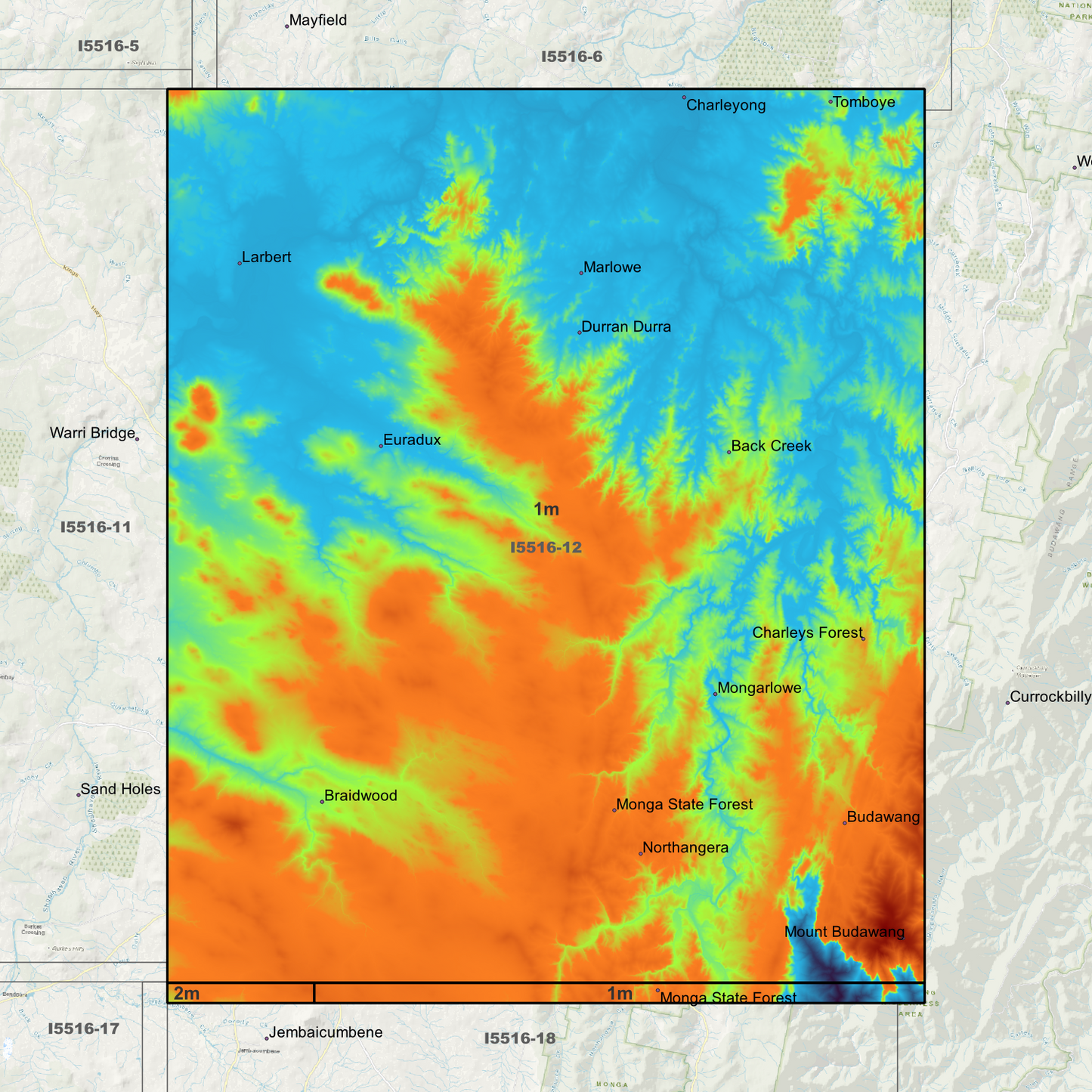 Braidwood 1m & 2m Digital Elevation Models (I5516-12)