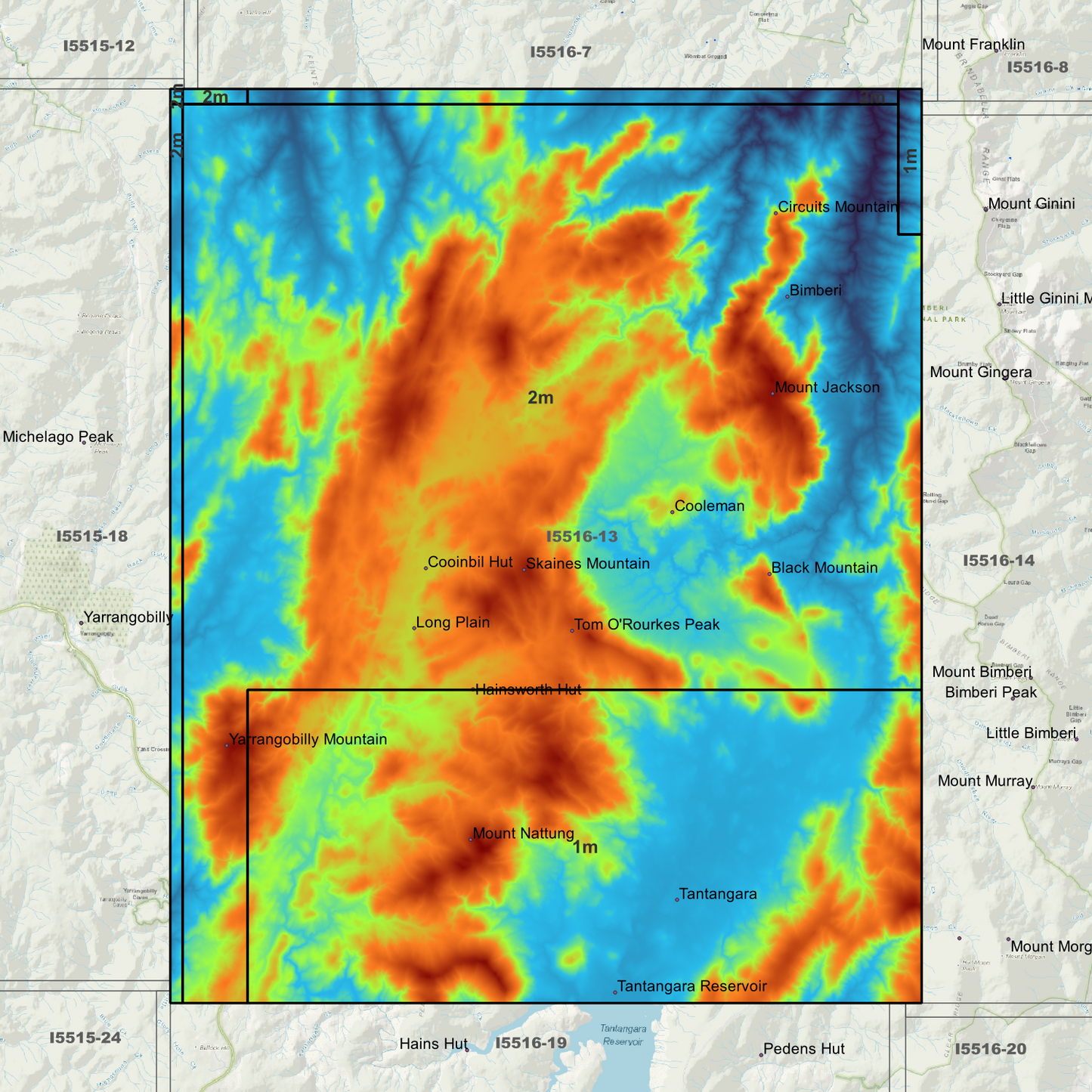 Tantangara 1m & 2m Digital Elevation Models (I5516-13)