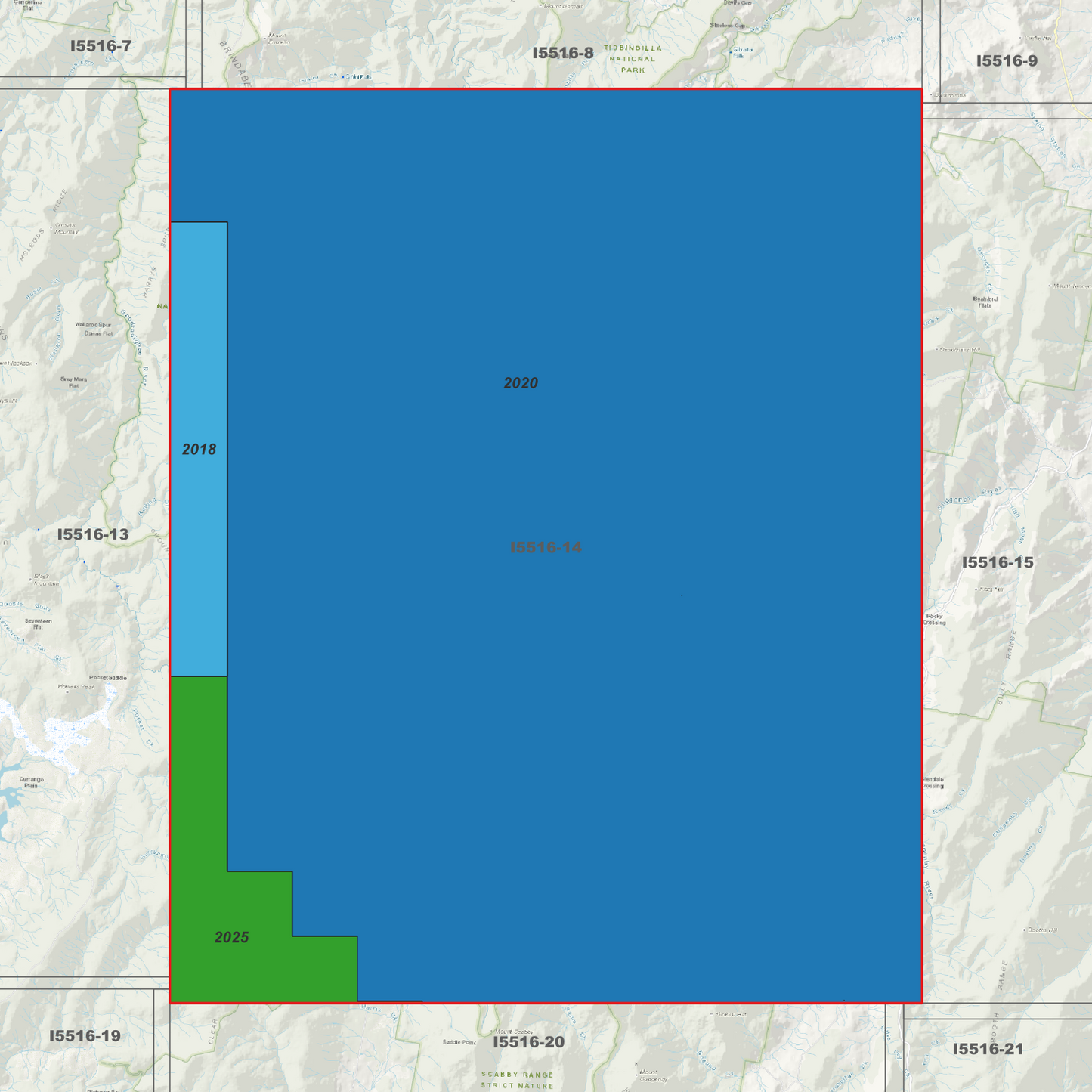 Bimberi 1m & 2m Digital Elevation Models (I5516-14)
