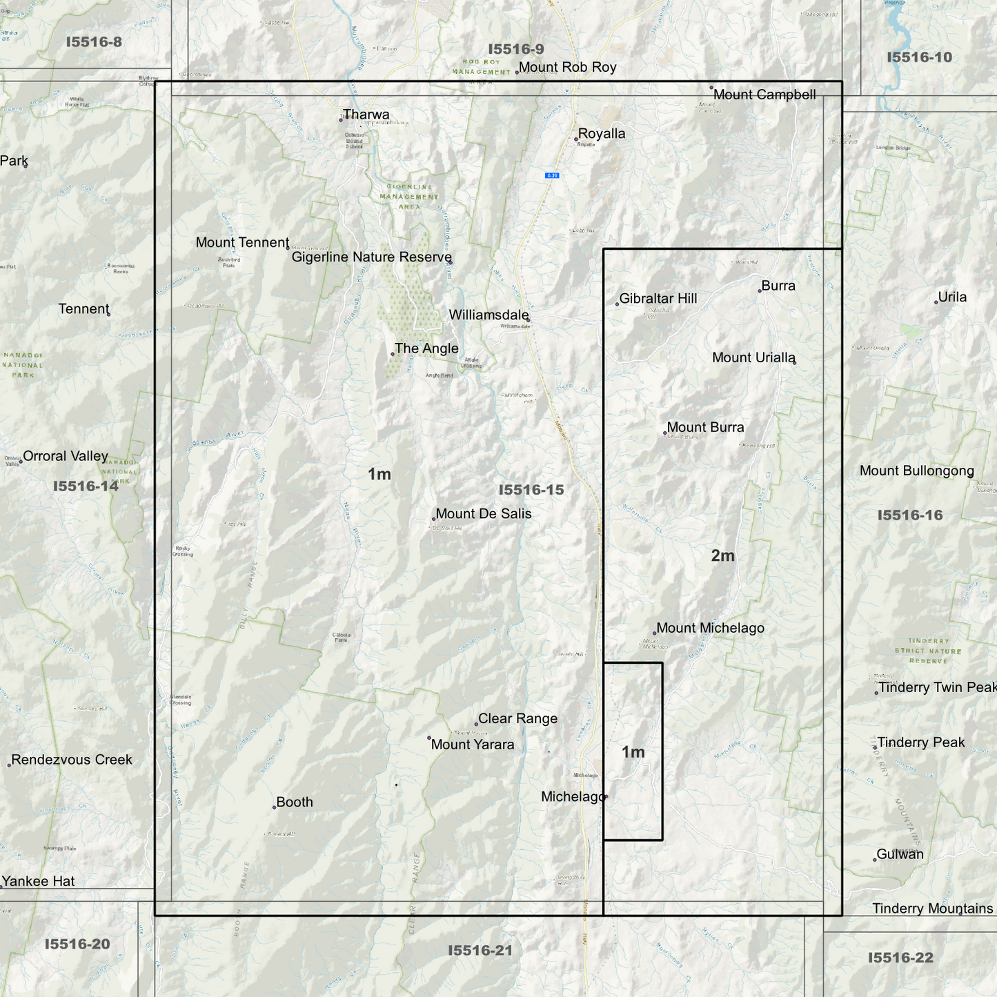 Michelago 1m & 2m Digital Elevation Models (I5516-15)