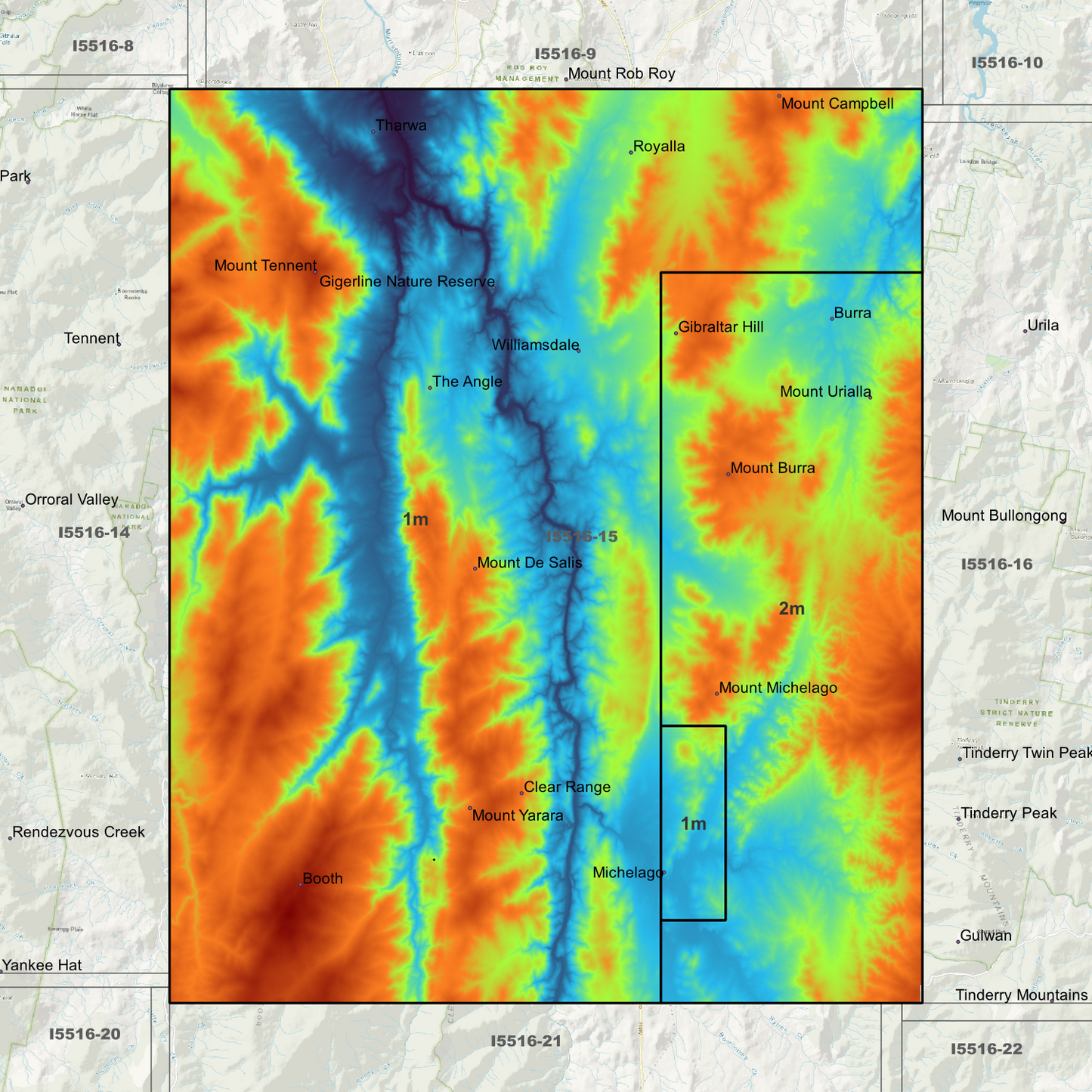 Michelago 1m & 2m Digital Elevation Models (I5516-15)