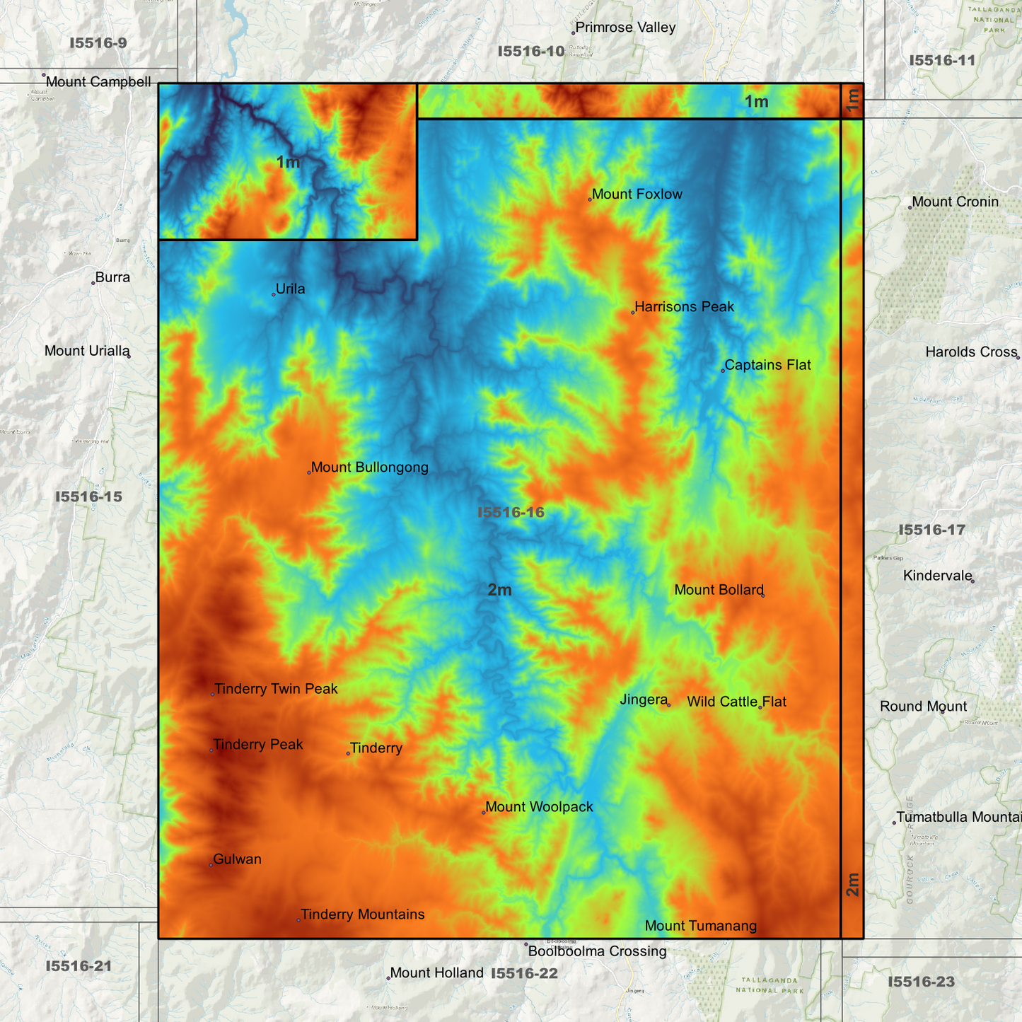 Captains Flat 1m & 2m Digital Elevation Models (I5516-16)