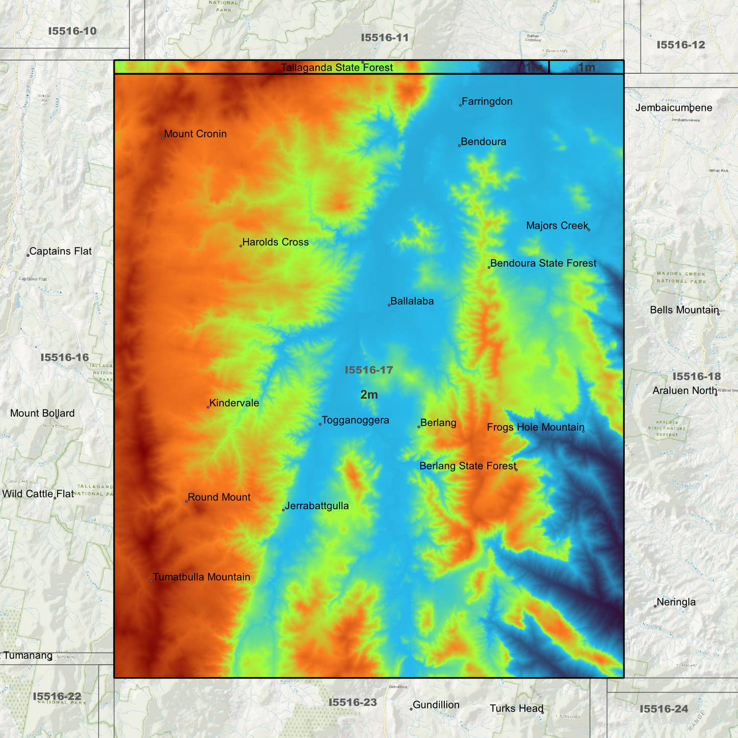 Berlang 1m & 2m Digital Elevation Models (I5516-17)